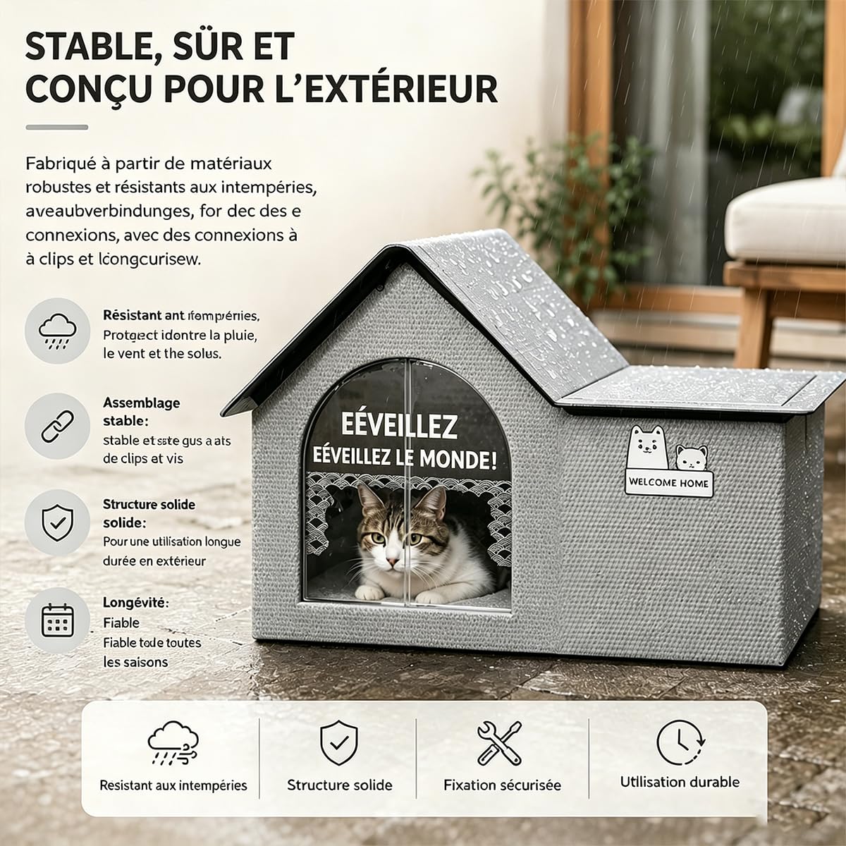 Maison RafraîChissante pour Chat, Lit Isotherme Pliable Et RéSistant Aux IntempéRies avec 10 Blocs De Glace RéUtilisables, pour Repos IntéRieur Et ExtéRieur (A)