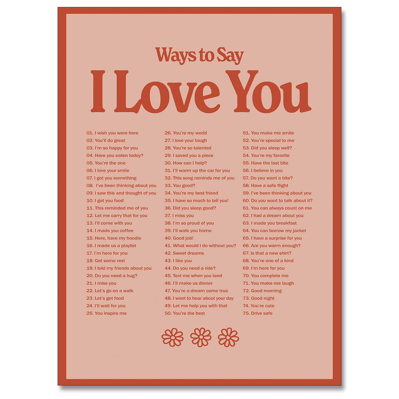 Cmoqtiv I love you canvas wall art, preppy orange girly love quotes wall decor, couple ways to say love poster for teen girl dorm apartment, valentines gifts for her decor 16x24in unframed