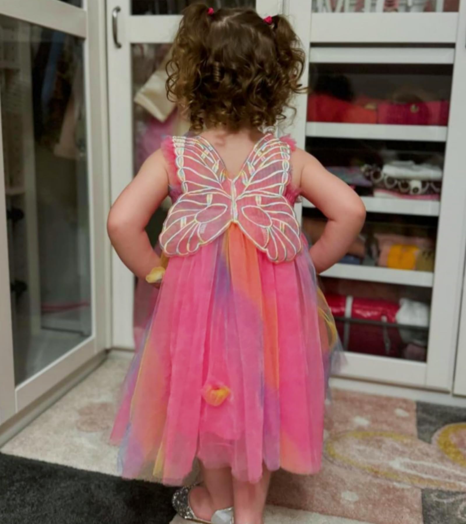 Miipat Bambina Abitini Tulle Farfalla Senza Maniche Abiti Estivi Neonate Bambine Principessa tutù Vestito Floreali Festa di Nozze Abito di Compleanno per la Ragazza