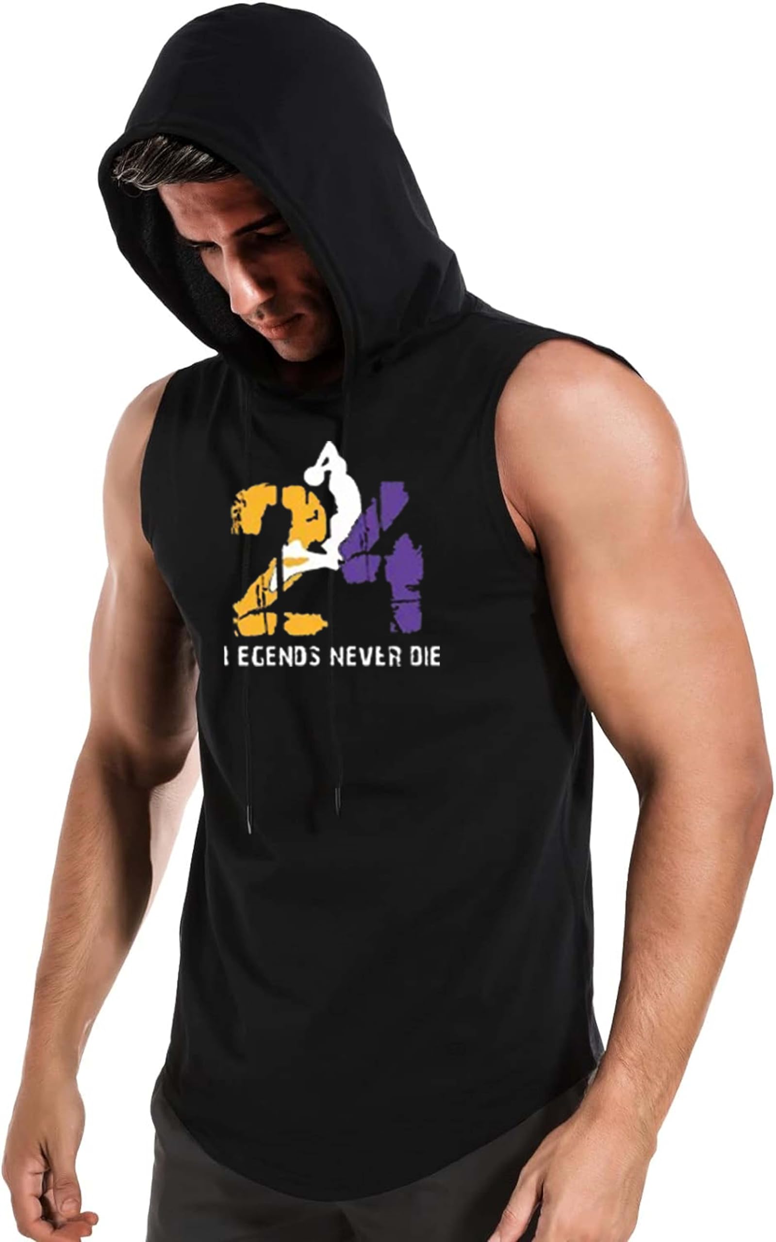 24 Legends Never DIE Polyster Gym/Sports Hood T-Shirt for Men-image-34