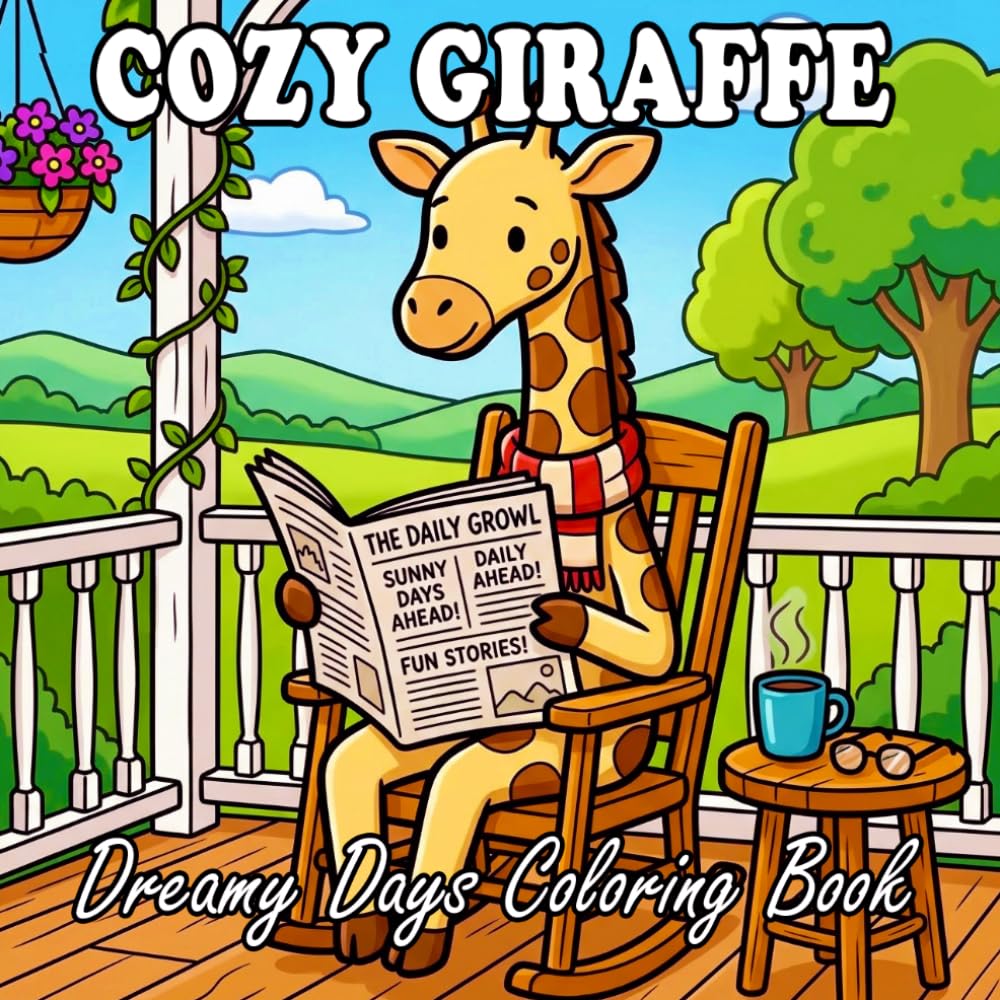 Cozy Giraffe Coloring Book: Cute Anthropomorphic Giraffe Home Life for Kids and Adults