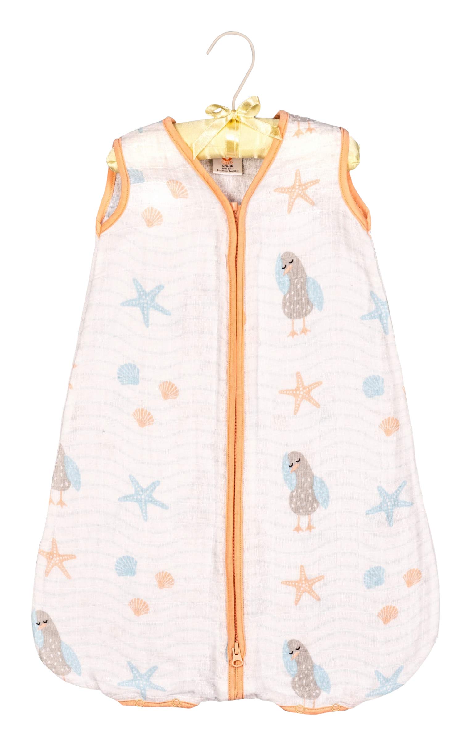 Ooka BabyMuslin Seagull Print Light Cotton Sleeping Bag_Small | Super Soft Muslin Allow Enough air to circulate | Cotton | Attractive Print | (Multicolour) (Pack of 1)