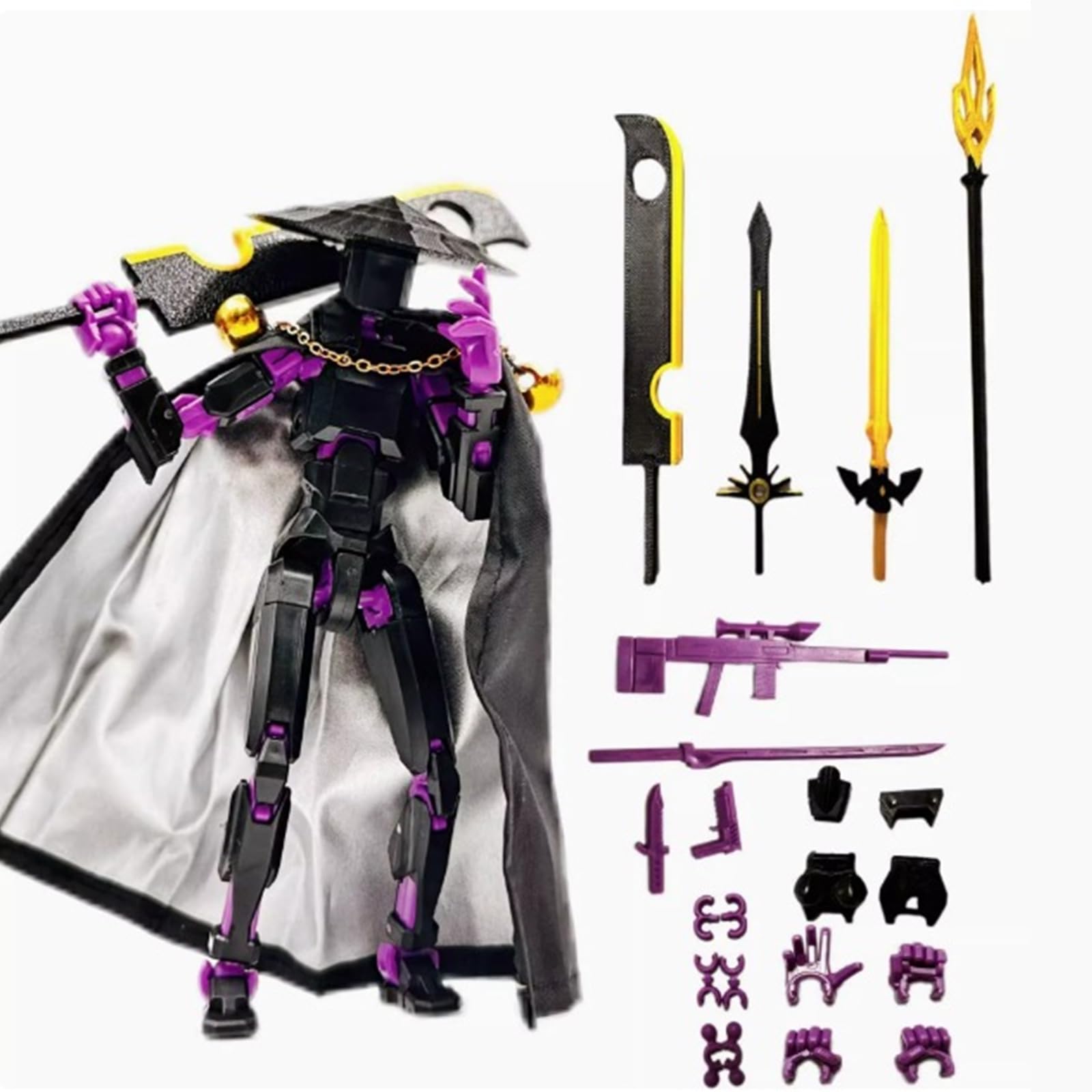 Plexaris Action Figure Toys, 3D Printed Toys, Multi-Jointed Dummy 13 Action Figure with 19 Accessories, Articulated T13 Action Figure Robot Toy Set Game Desktop Decoration for Gifts