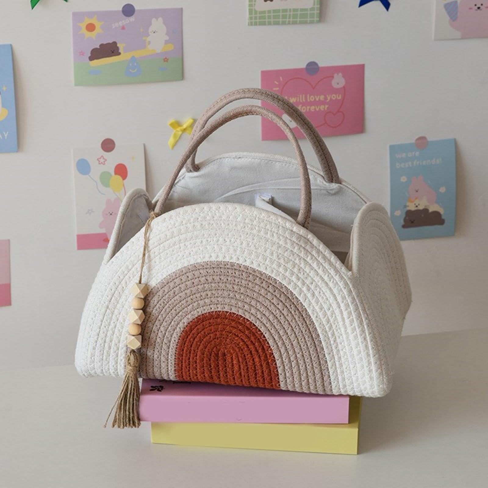Leichte Wickeltasche aus Baumwollseil für Babys mit mehreren Fächern und multifunktionalem Design