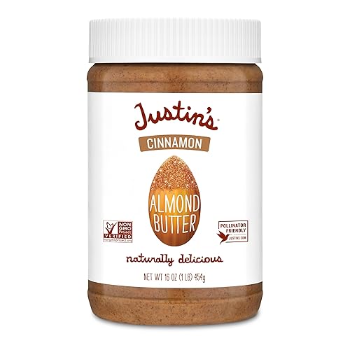 Justins Mantequilla de almendras de canela sin agitar sin gluten sin OMG de origen responsable tarro de 16 onzas