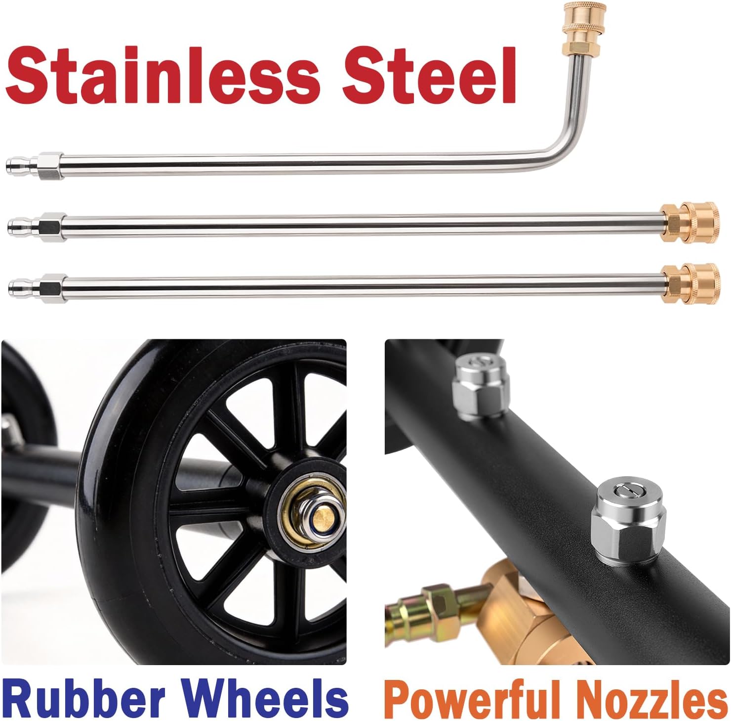 16” Pressure Car Washer Undercarriage Cleaner, 1/4” Quick Connect with 3 Pieces Extension Wands, Car Wash Water Broom for Vehicle Underbody and Truck Cleaning
