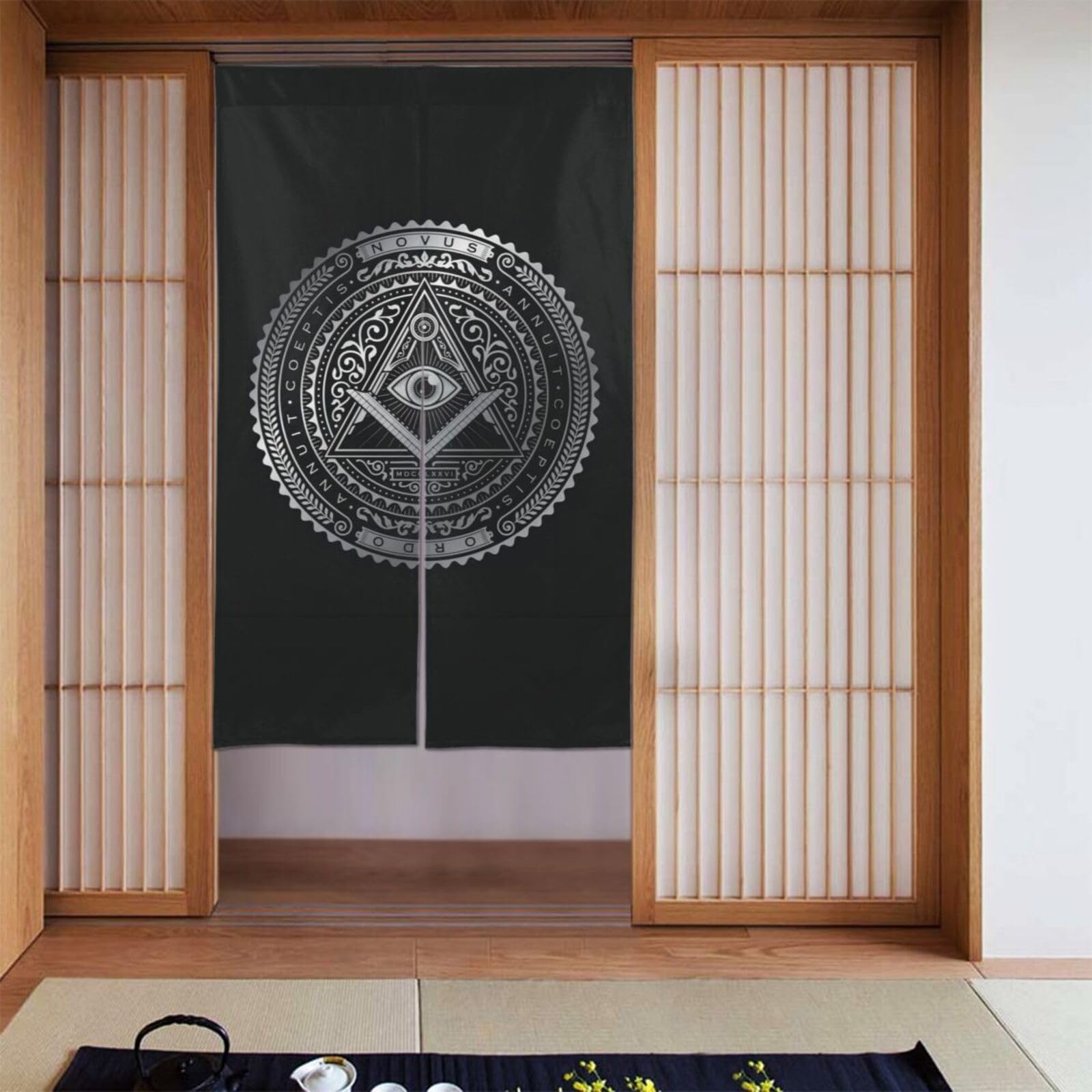 Lukiyys Freemasonry Masonic Lodge Symbol Door Curtains,Doorways Curtains for Windows,Bedroom Divider 34"X 56"