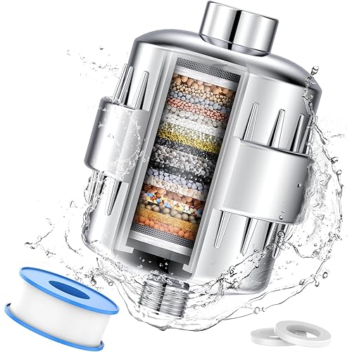 24 Stage Shower Water Filter - High Output Softener to Remove Chlorine and Fluoride - Reduces Dry Itchy Skin, Dandruff, and Dramatically Improves The Condition of Your Skin, Hair and Nails - Chrome