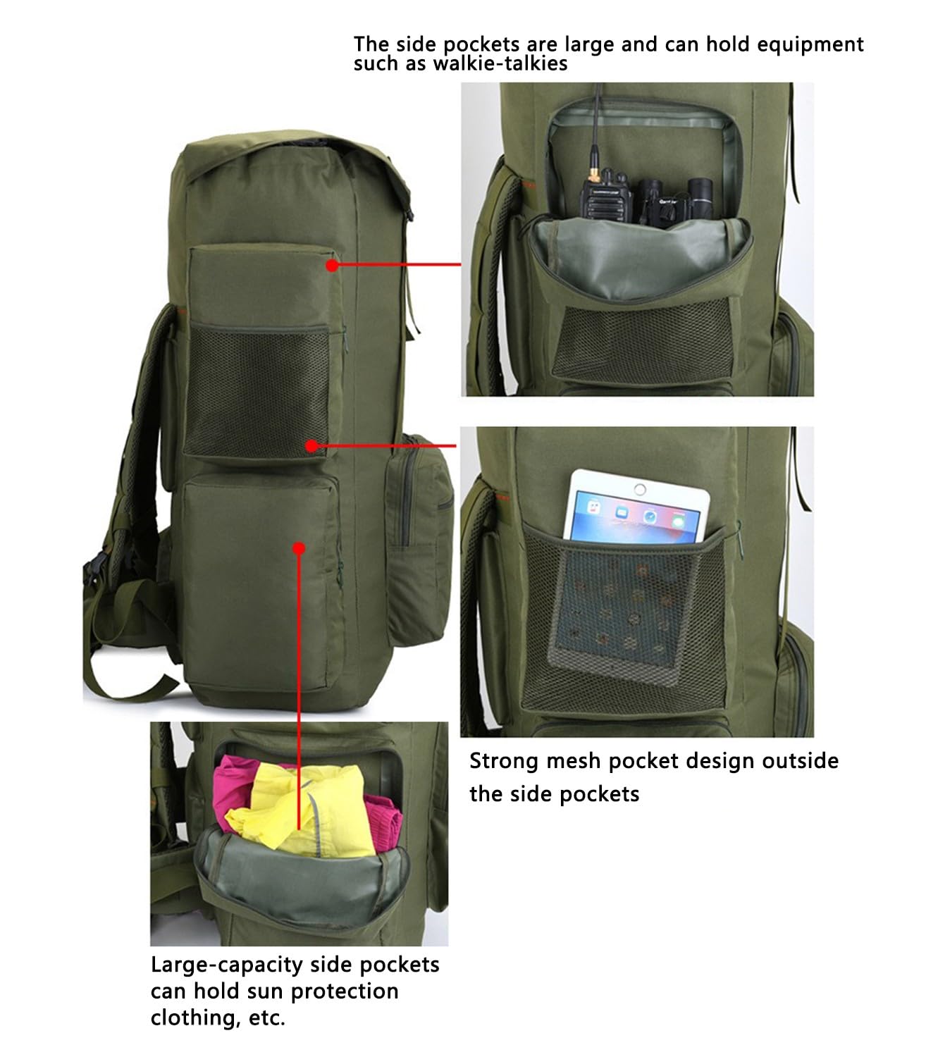 Camping Rucksack Grosser Rucksack Militärrucksack Für Outdoor Fur Camouflage Notfallrucksack Wasserdicht Survival Gefüllt Fluchtrucksack Notfall Backpack 130L Großer Rucksack