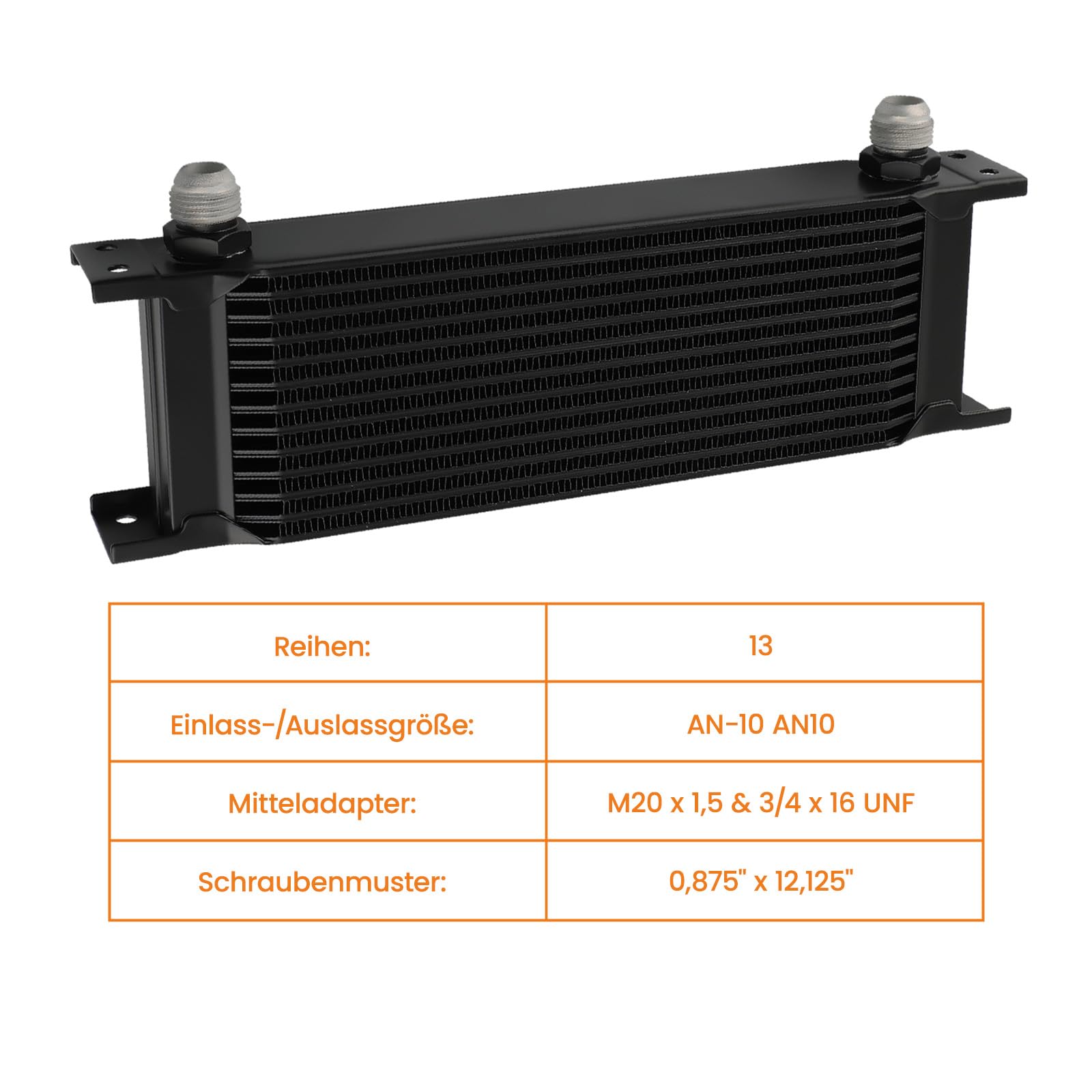 maXpeedingrods Radiatore olio 13 serie AN10 universale motore trasmissione radiatore olio 3/4 "UNF16 kit tubi nero