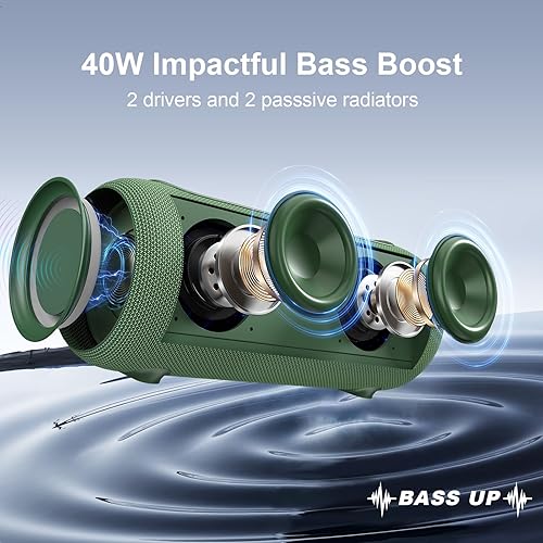 Miniatura 2 de Passau Altavoces Bluetooth portátiles de 40 W, sonido estéreo alto máximo, radiadores pasivos, graves profundos, reproducción durante todo el día,