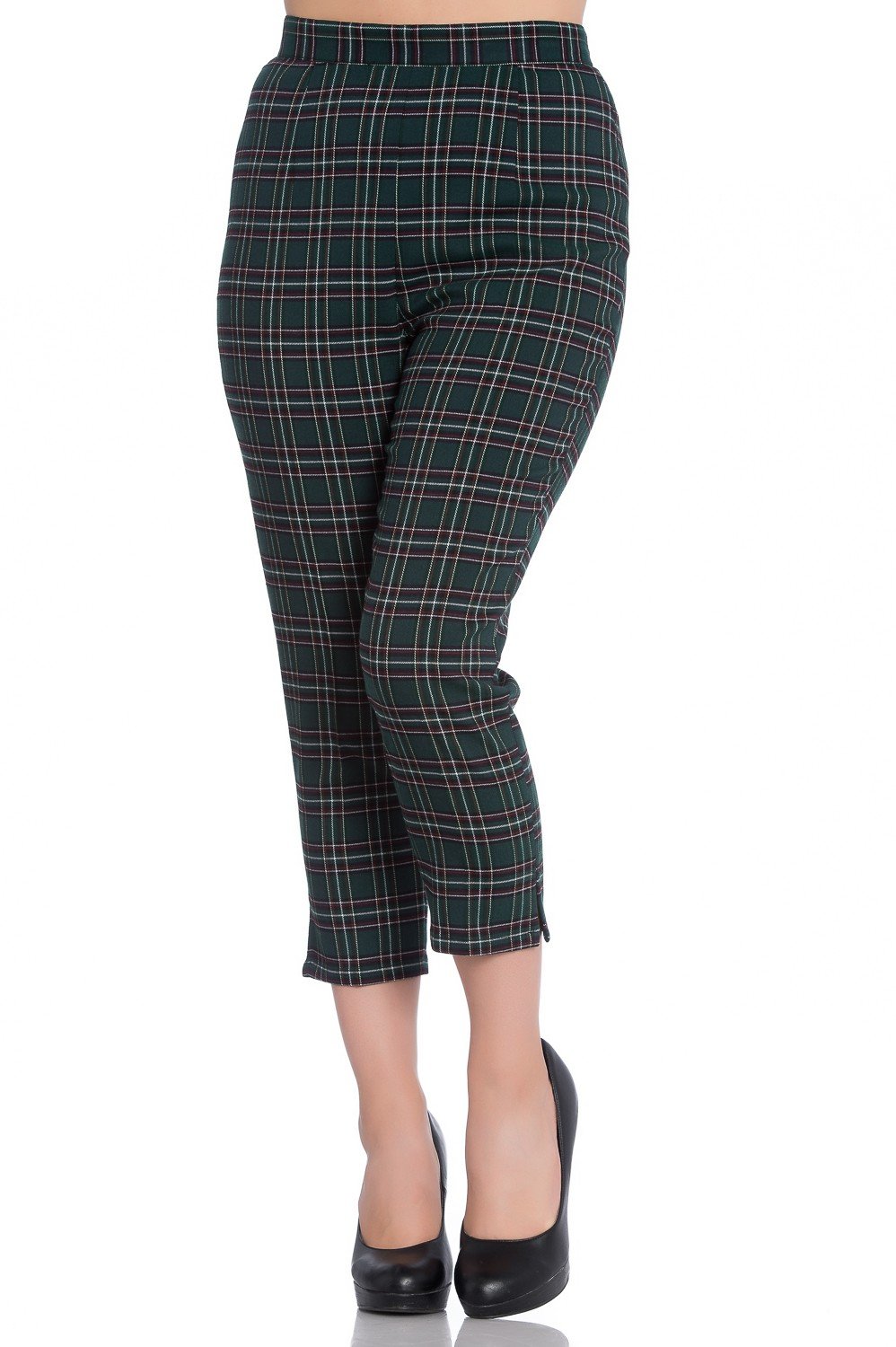 Hell Bunny Peebles 50s Cigarette Capri Cropped Trousers Retro Vintage Tartan