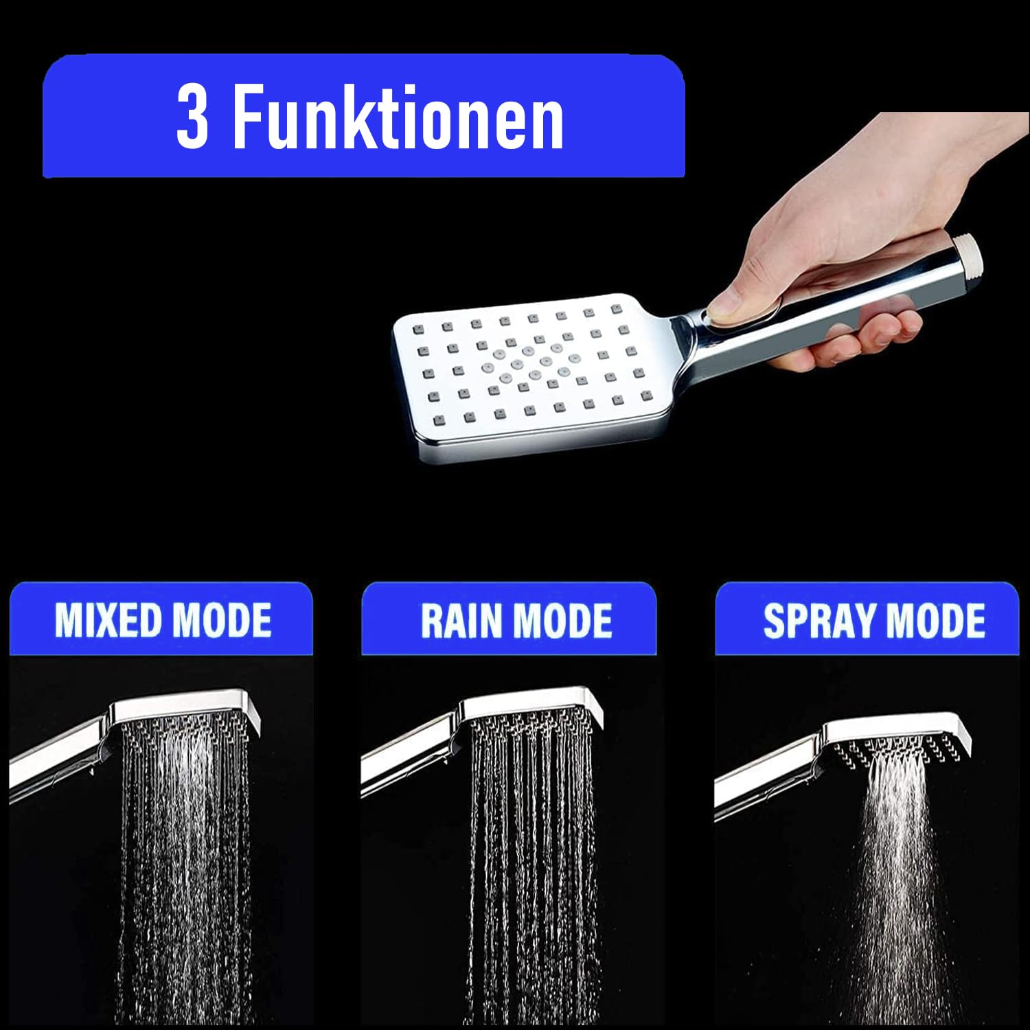 Pannello Doccia angolare in Acciaio Inox - Soffione Doccia a Pioggia e a Cascata a 4 funzioni, Set Completo di Accessori per Doccia per Installazione angolare