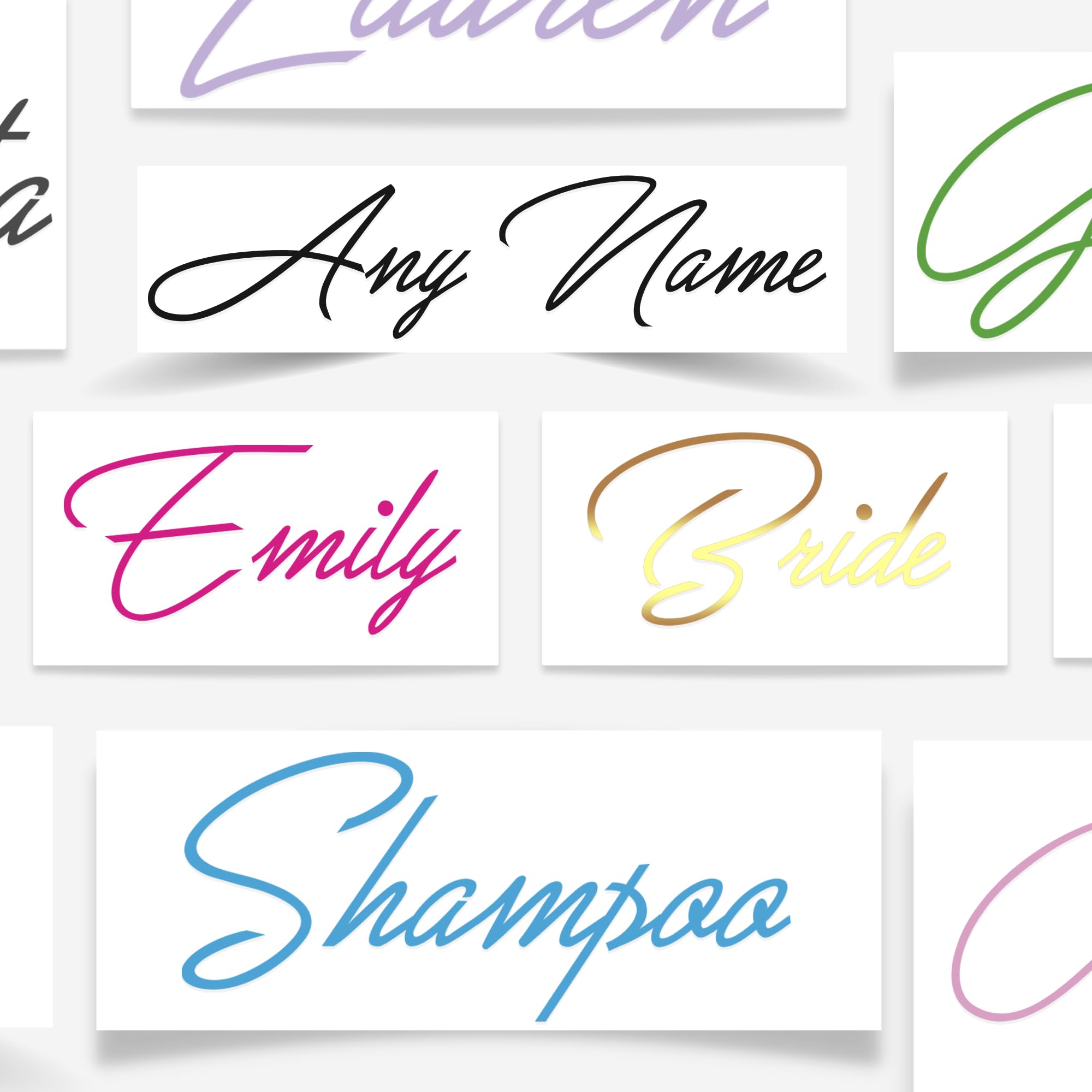 Modern Personalised Vinyl Name Stickers 3cm or 5cm Height in Various Beautiful Colours. Perfect for Bottles, Glasses, Weddings and Other Events, Label Decal (3cm Height)