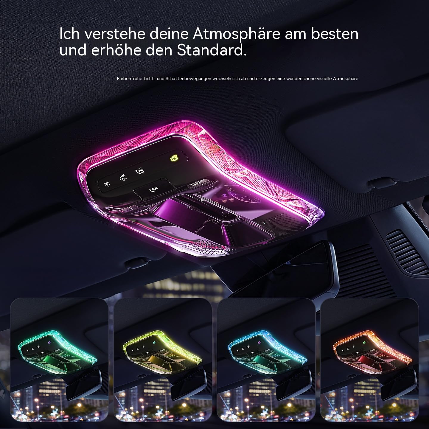 Kristall-Zierleiste kompatibel mit E-Klasse W214 / C-Klasse W206 / GLC X254 / S-Klasse W223, Rahmen für Dachleselampe, hochtransparentes PC-Material, Diamant-Effekt Innenraum-Dekor – 1 Stück (W206)