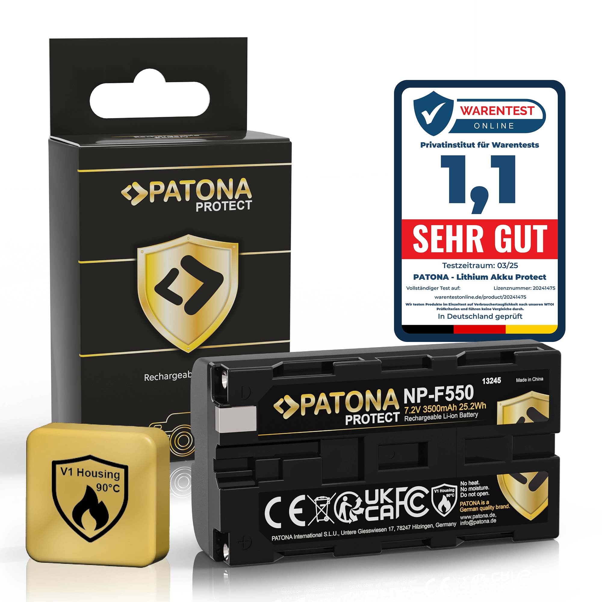 PATONA Protect NP-F550 Batterie 3500mAh Compatible avec caméscope Sony, indicateurs LED, éclairage, Lampe vidéo, moniteurs, caméra, Battery NP-F750 NP-F950 NP-F970 NPF550 NP F550