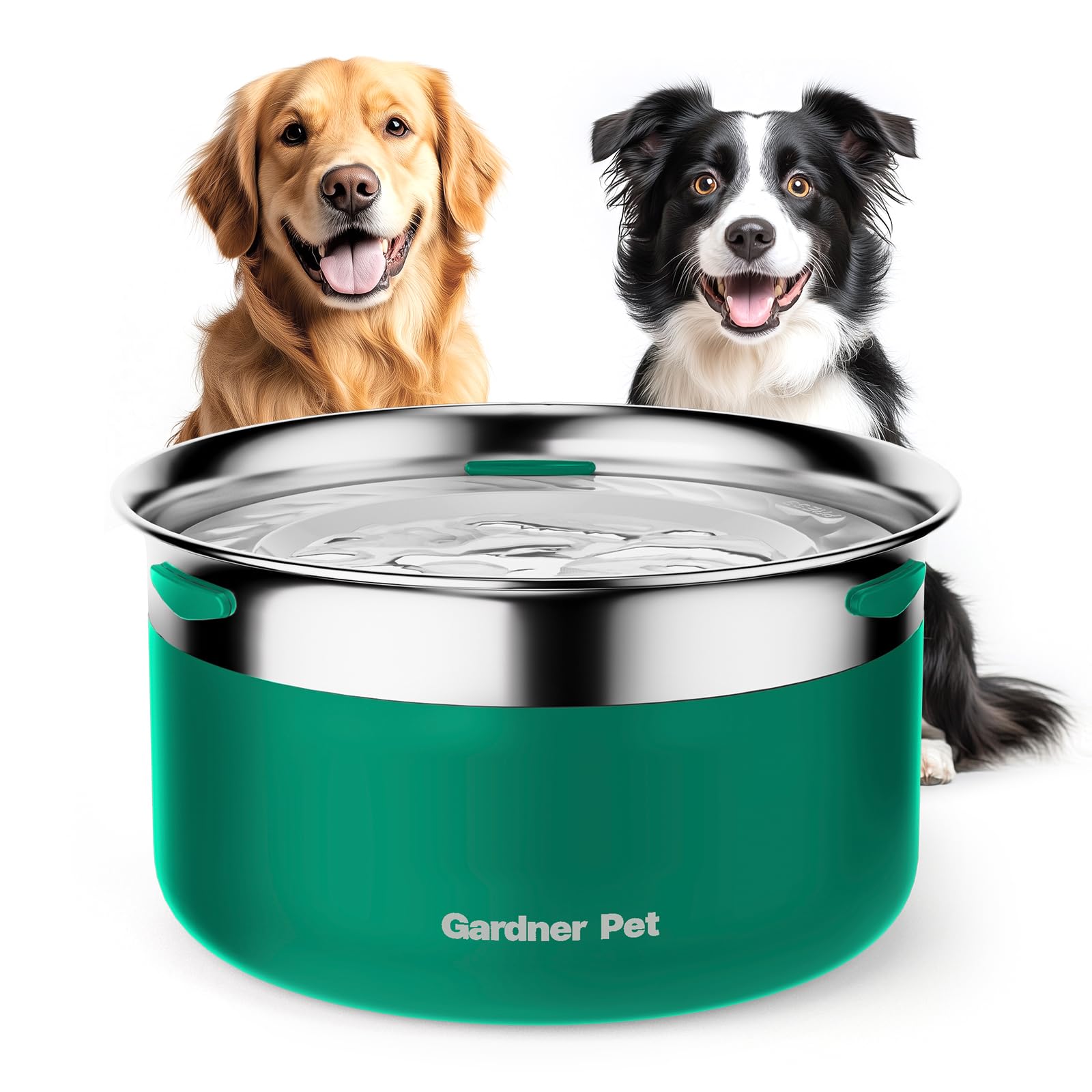 Gardner Pet Dog Bowls, Stainless Steel, 3.85L, Green — image 1