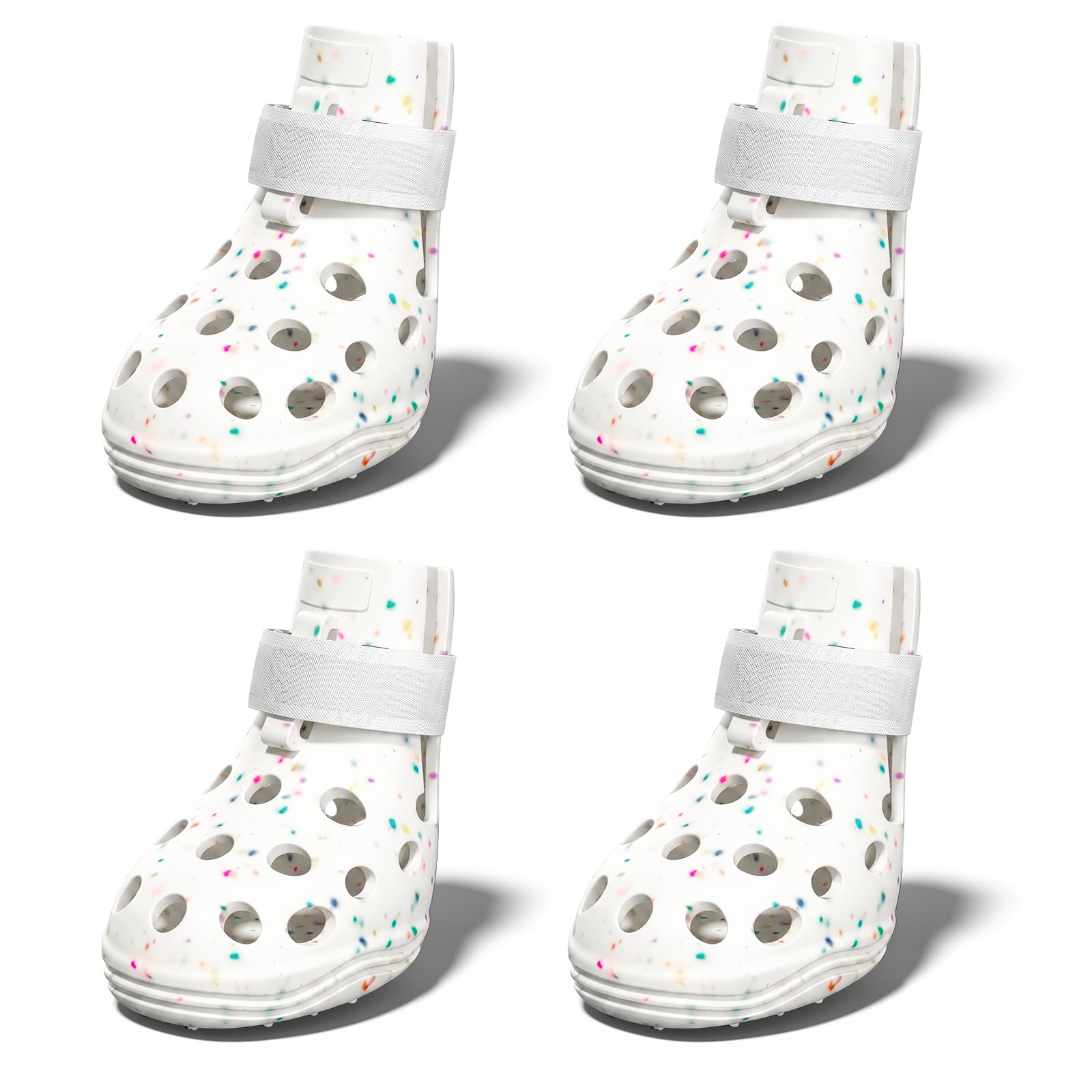 Dog Shoes for Hot Pavement, Breathable Dog Boots Paw Protectors with Adjustable Straps & Non-Slip Sole, Easy On & Off, Waterproof, Easy-Cleaning (White Star Confetti, XS)