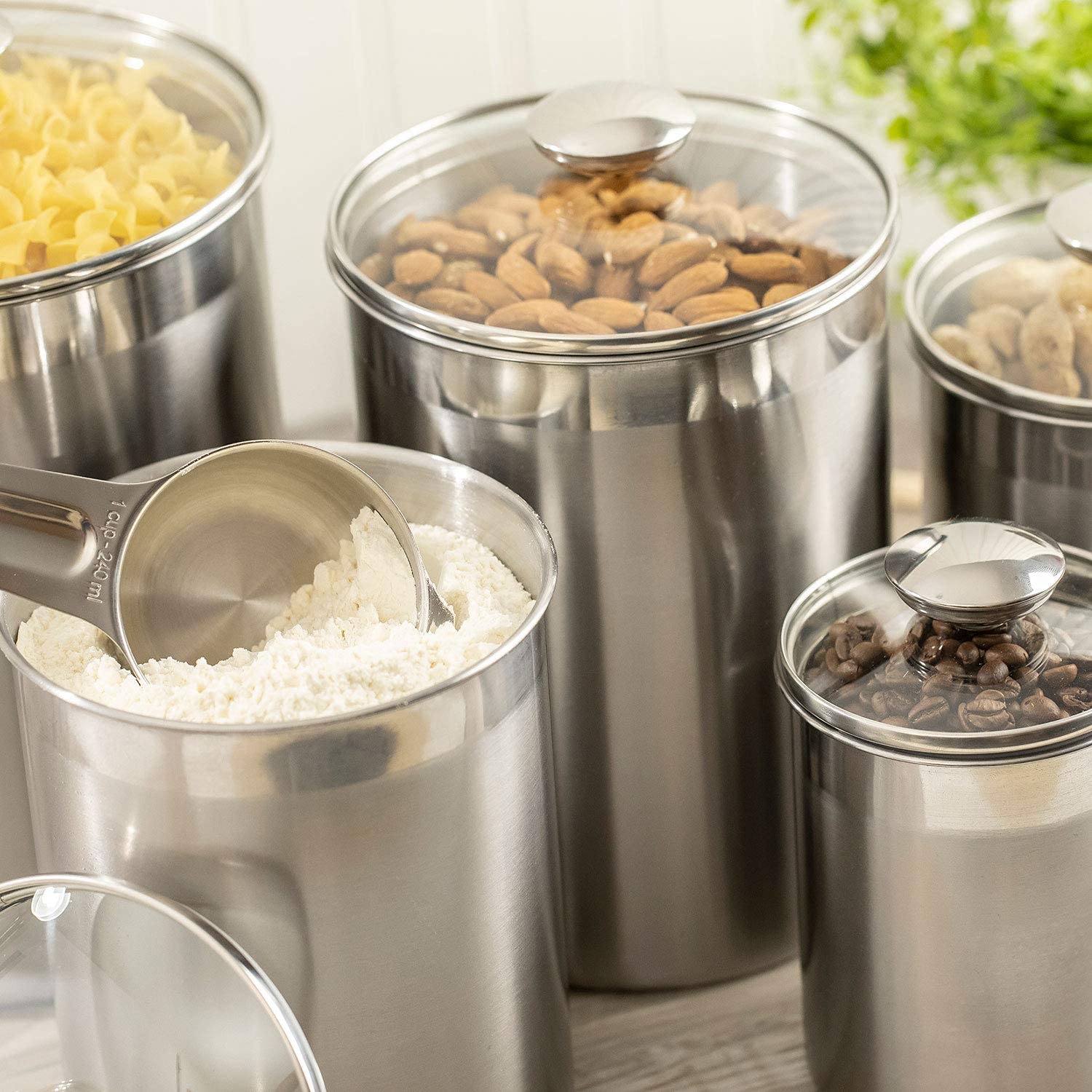 SilverOnyx Canisters Sets for the Kitchen Counter, 10Piece Stainless