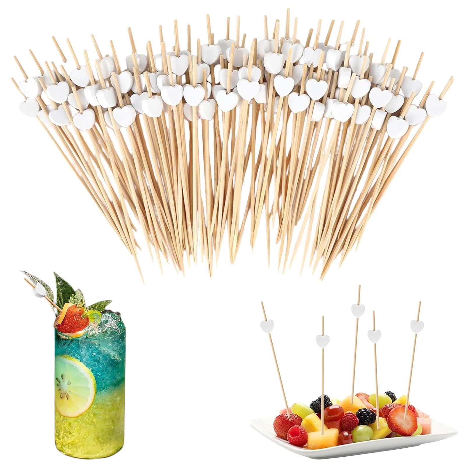 Cocktail Sticks 100 Counts Wooden Toothpicks Party Supplies Frill Finger Food Fruits Sandwich Nibbles
