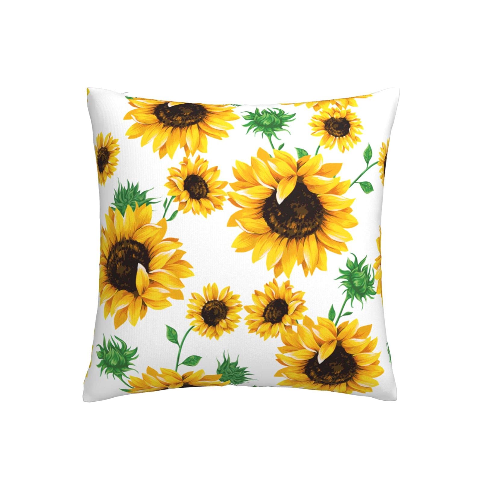 Yellow Sunflower Throw Pillow Case Square Sofa Cushion Cover Home Decorative Armchair Bedroom Livingroom Standard Pillowcase 18 X