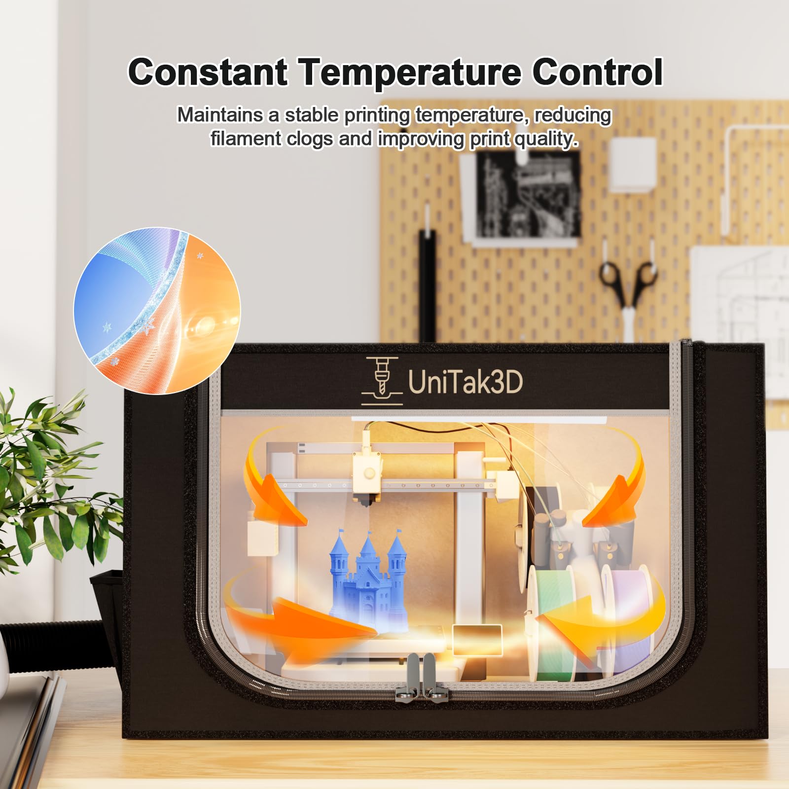 Carcasa Impresora 3D Actualizar Compatible with Bambulab A1 Combo con AMS Lite con Ventilación Kit, LED Light Carpa Ignífuga Temperatura Constante Cubierta-825 * 585 * 585mm