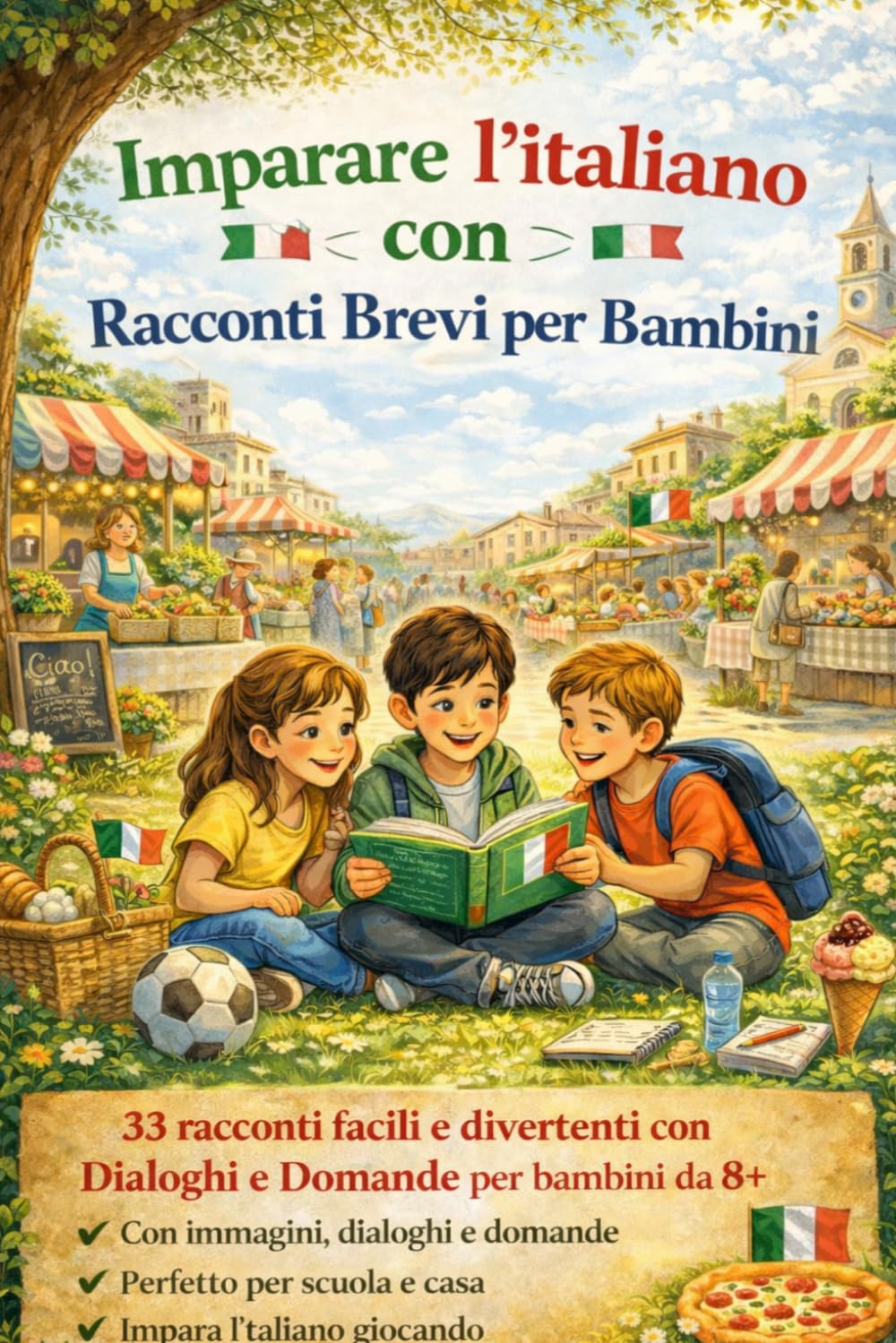 Imparare l’Italiano con Racconti Brevi per Bambini: 33 racconti facili e coinvolgenti per leggere, capire e parlare italiano Con dialoghi, immagini e domande | Perfetto per bambini dagli 8 anni