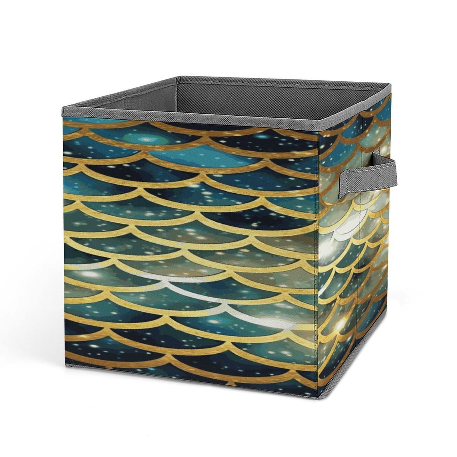 Fekiloot Style Golden Glittering Fish Scales Storage Bins Storage Baskets