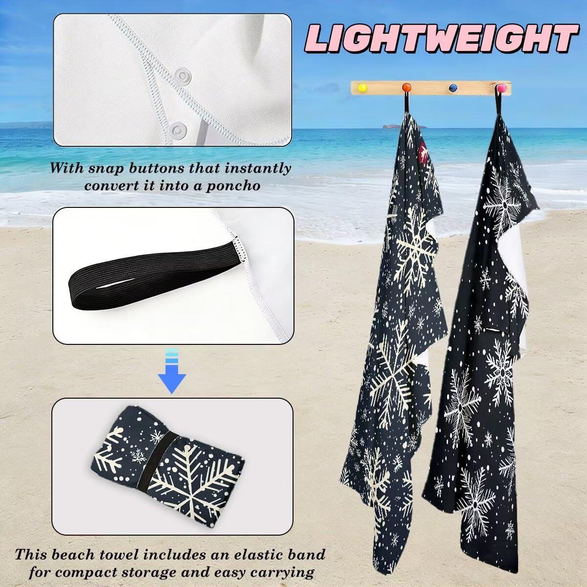 Ręcznik plażowy z mikrofibry, zestaw 2 dużych ręczników kąpielowych 100 x 200 cm, szybkoschnący śnieg ręcznik kąpielowy, ręczniki plażowe, sportowe ręczniki z mikrofibry do podróży -4062