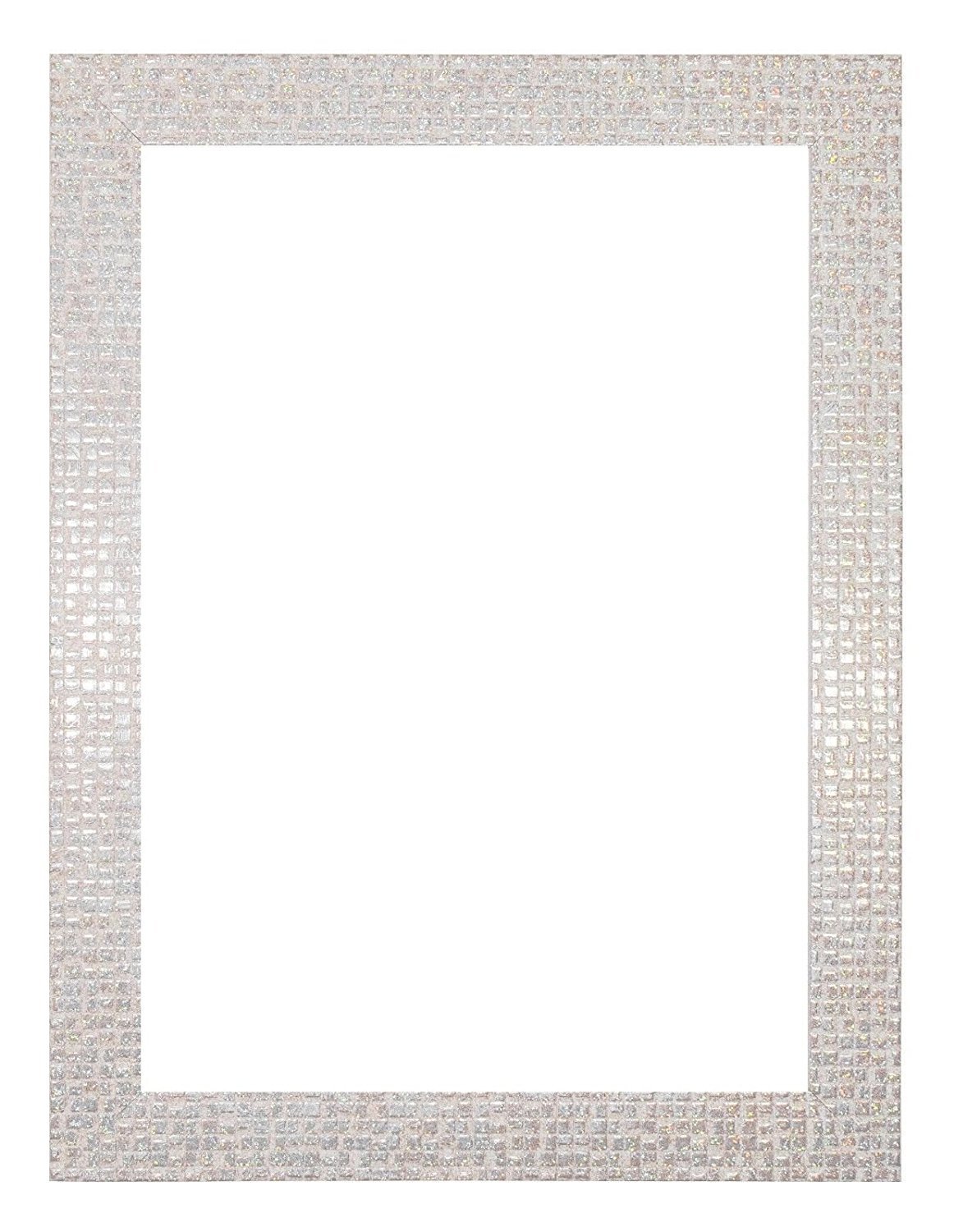 Memory Box Flat Bright Mirror Effect Mosaic Picture/Photo/Poster frame with Perspex Sheet - Moulding 28mm Wide and 16mm Deep - (30.5 x 20.3cm) Pearl White Bling 12" x 8"