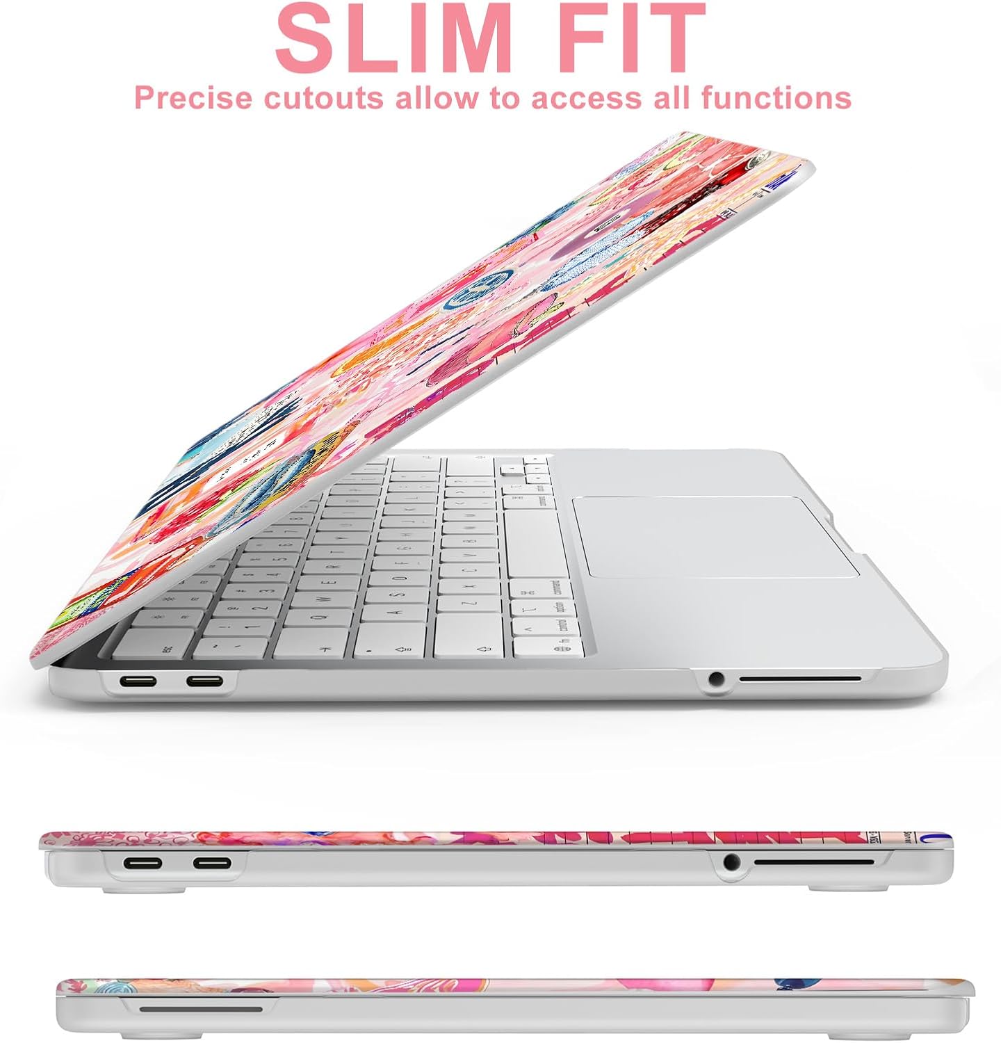 AKIT Compatible with MacBook Neo Case 13 inch 2026 Release, Unique Pattern Plastic Hard Shell Laptop Case+Screen Protector+Keyboard Cover for New MacBook Neo 13 inch A3404 (A18 Pro Chip), SumPink