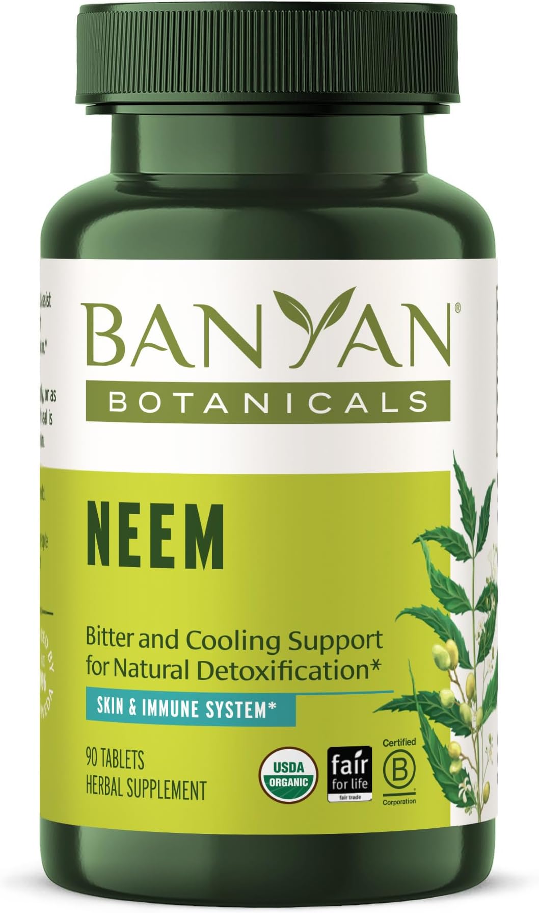Banyan Botanicals Organic Neem Tablets – Systemic Detoxification & Cooling Skin Support – Purifying Azadirachta Indica for Skin & Immune Health – 90 Tablets – USDA Organic