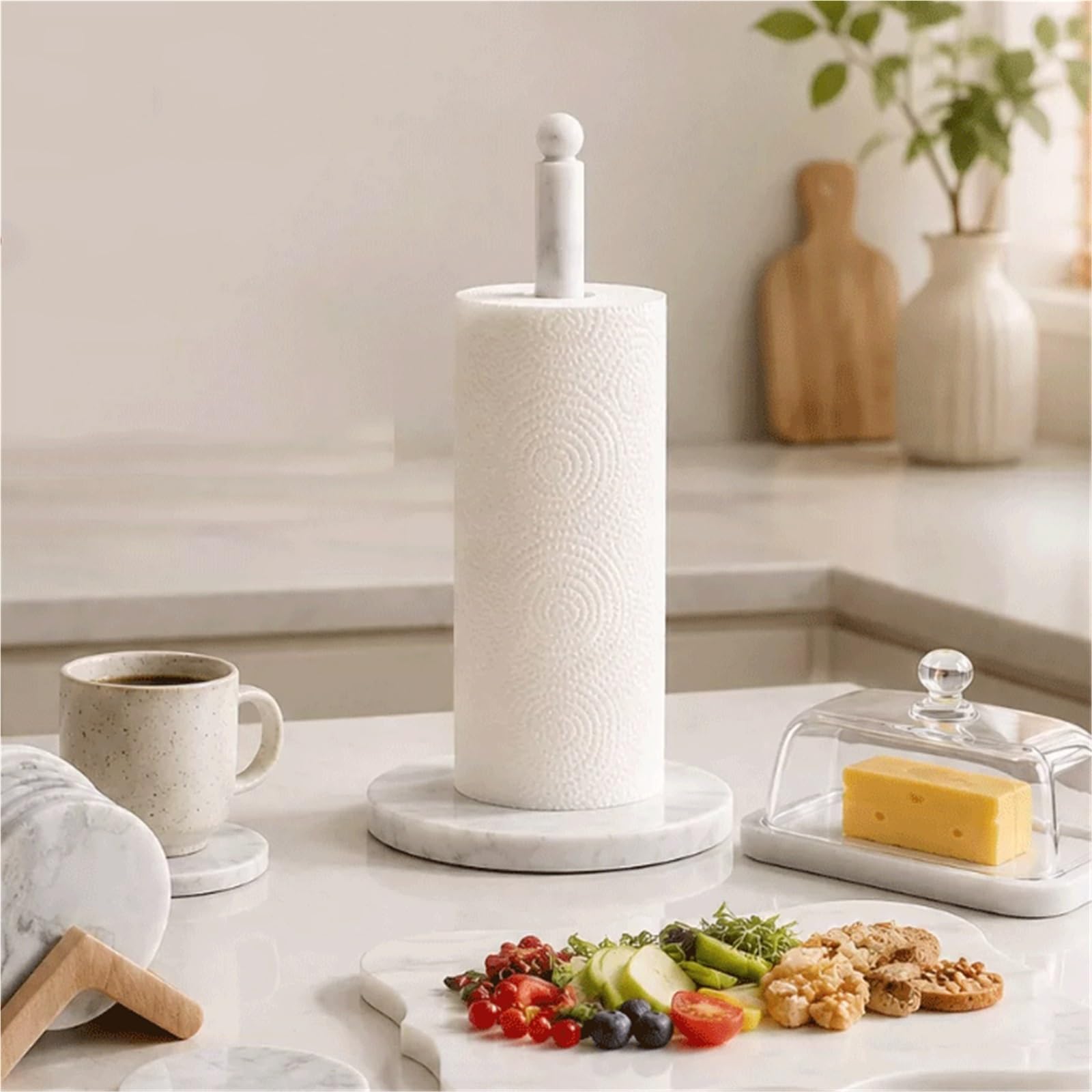 Organizzatore Porta carta igienica in marmo da cucina for la casa(Nero)
