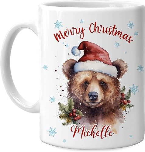 Vista 126 de Hyturtle Regalos personalizados para amantes de las ardillas, con sombrero de Papá Noel, taza de café de cerámica con nombre personalizado, taza
