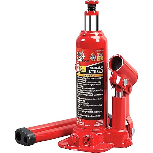 BIG RED T90203B Torin Hydraulic Welded Bottle Jack, 2 Ton (4,000 lb) Capacity, Red