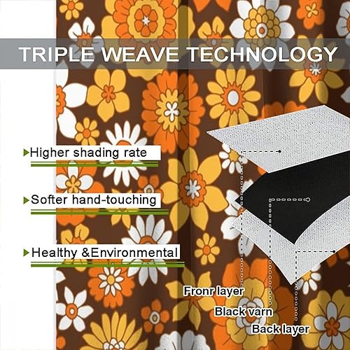 Miniatura 6 de Cortinas estilo retro de los años 60, estilo hippie floral, blanco y naranja, estilo bohemio y moderno, para cocina, dormitorio, decoración del