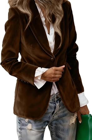 LKOUS Womens Velvet Blazer Business Office Casual Lapel Long Sleeve Slim