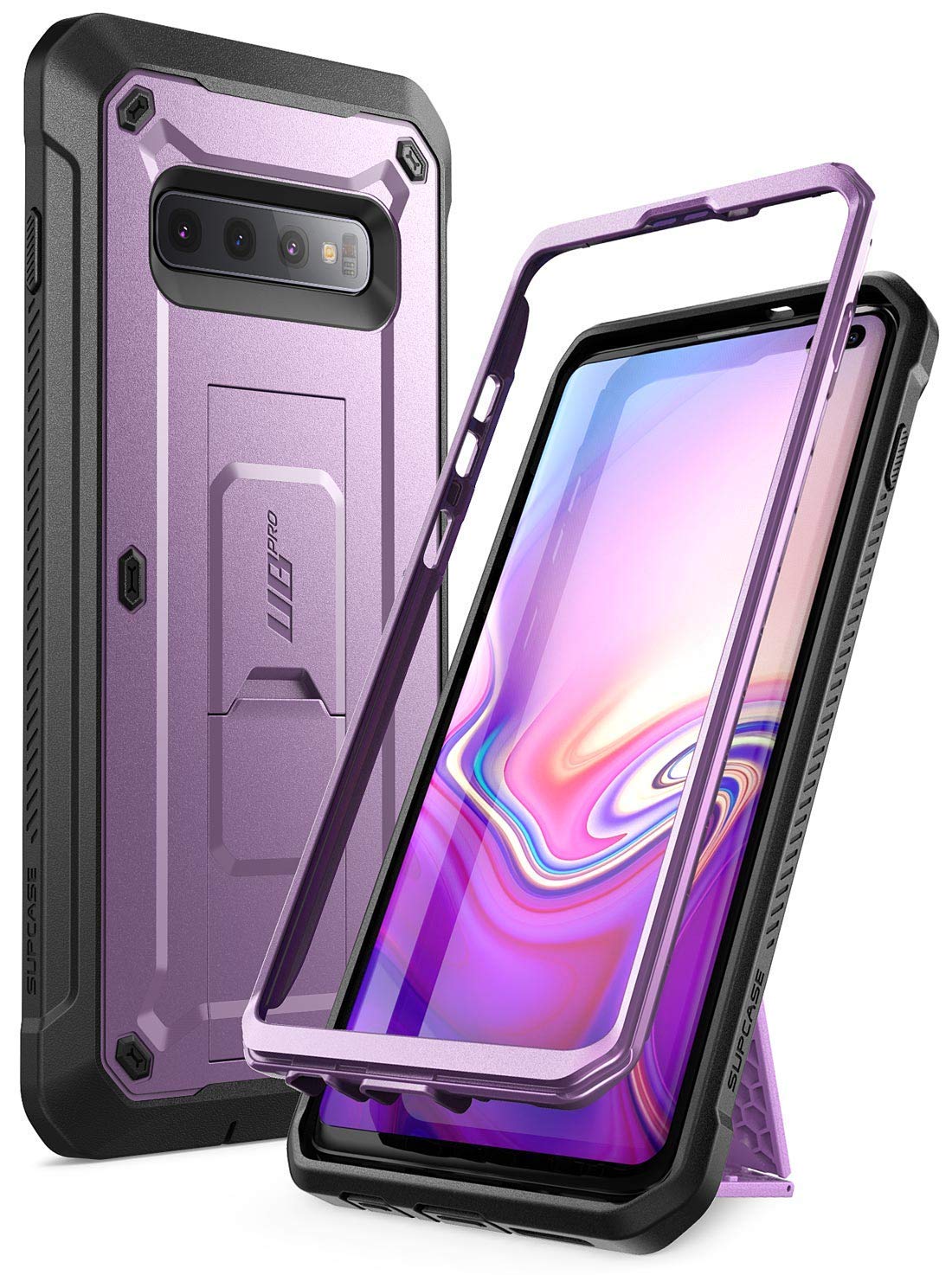 SUPCASEUnicorn Beetle Pro Series Designed for Samsung Galaxy S10 Plus Case (2019 Release) Full-Body Dual Layer Rugged with Holster & Kickstand Without Built-in Screen Protector (Purple)