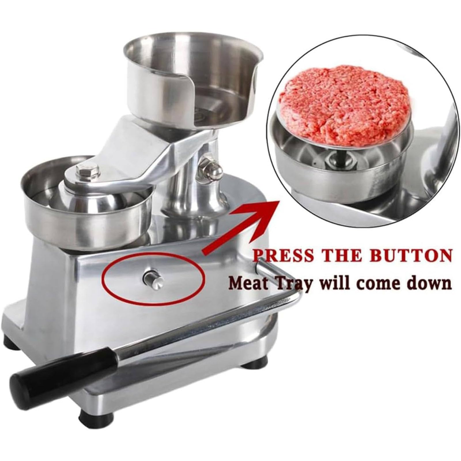 Gewerblicher Burger-Patty-Maker, Hochleistungs-hamburgerpresse, Robuste Küchenfleischformmaschine Mit Lebensmittelechter Edelstahlschüssel 15cm