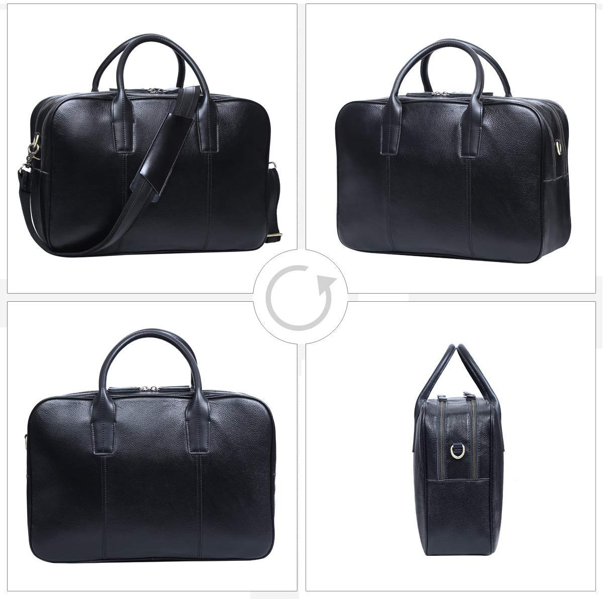 Leathario Sac Porte Document Homme en Cuir Véritable Messager Besace D'ordinateur Serviette pour des Affaires