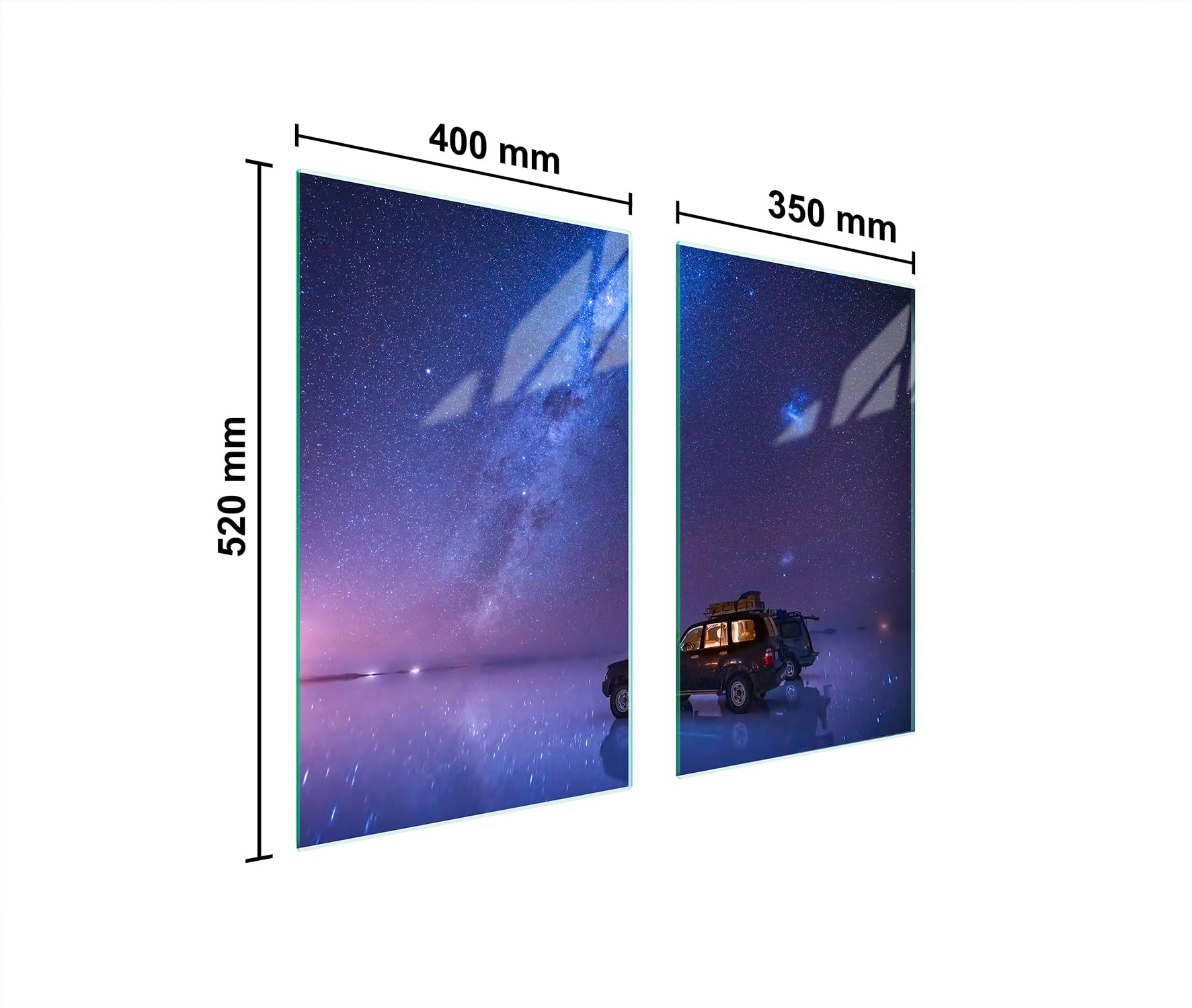 TMK ArtDeko Placa protectora de vitrocerámica 75 x 52 cm 2 pieza cocina eléctrica universal para inducción protección contra salpicaduras tabla de cortar de vidrio templado, Noche