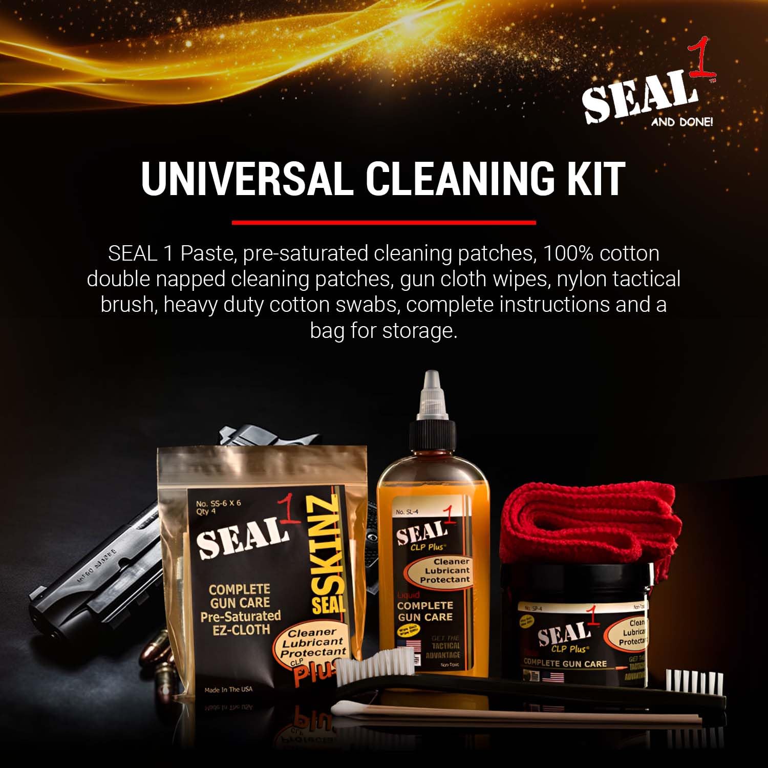 Universal Gun Care Kit – Includes CLP Cleaning Liquid, Bore Paste & Pre-Saturated Patches for Rust Prevention - 4oz