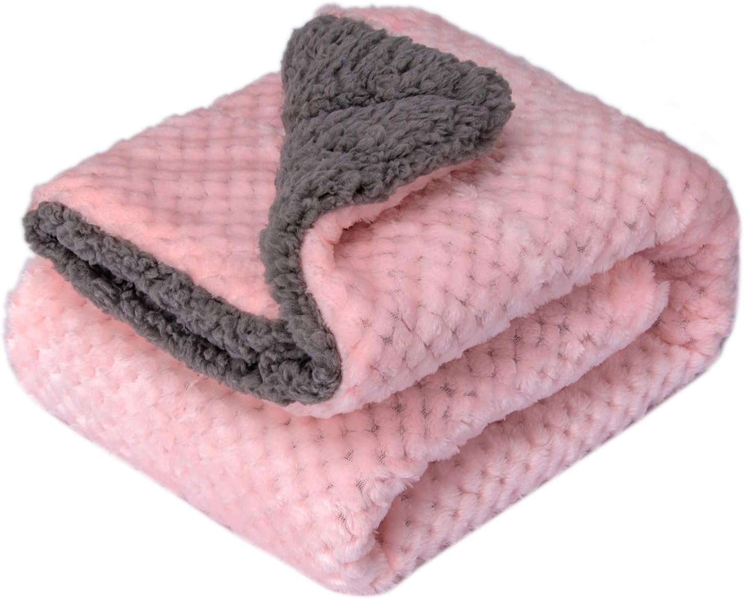 Fuzzy Blanket or Fluffy Blanket for Baby Girl or boy, Soft Warm Cozy Coral Fleece Toddler, Infant or Newborn Receiving Blanket for Crib, Stroller, Travel, Outdoor (40" x 48", DG-Baby Pink)