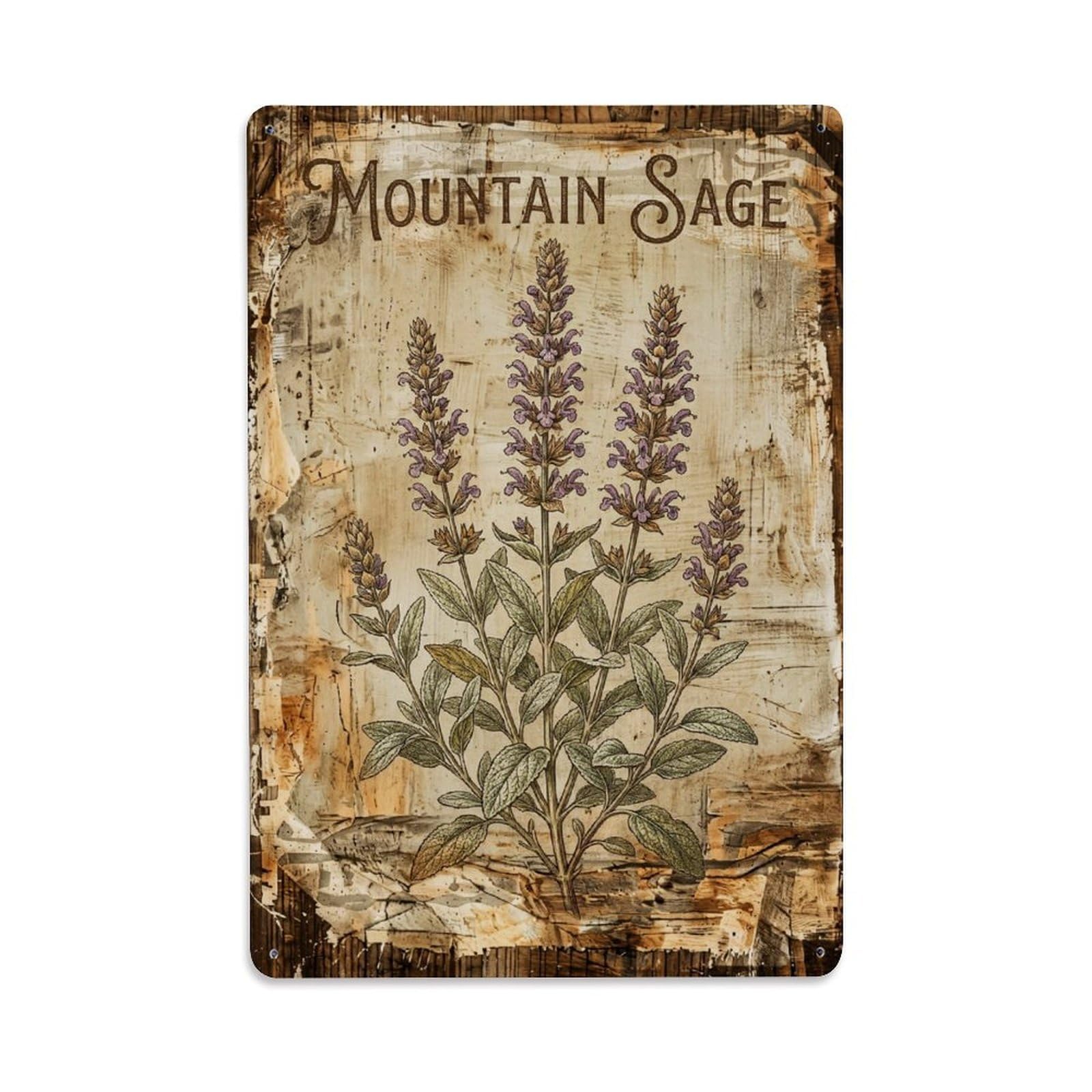 Mountain Sage Alpine Vintage Metal Tin Sign Plaque Wall Decor for Cafe, Club, Garden Metal Poster 8x12Inch