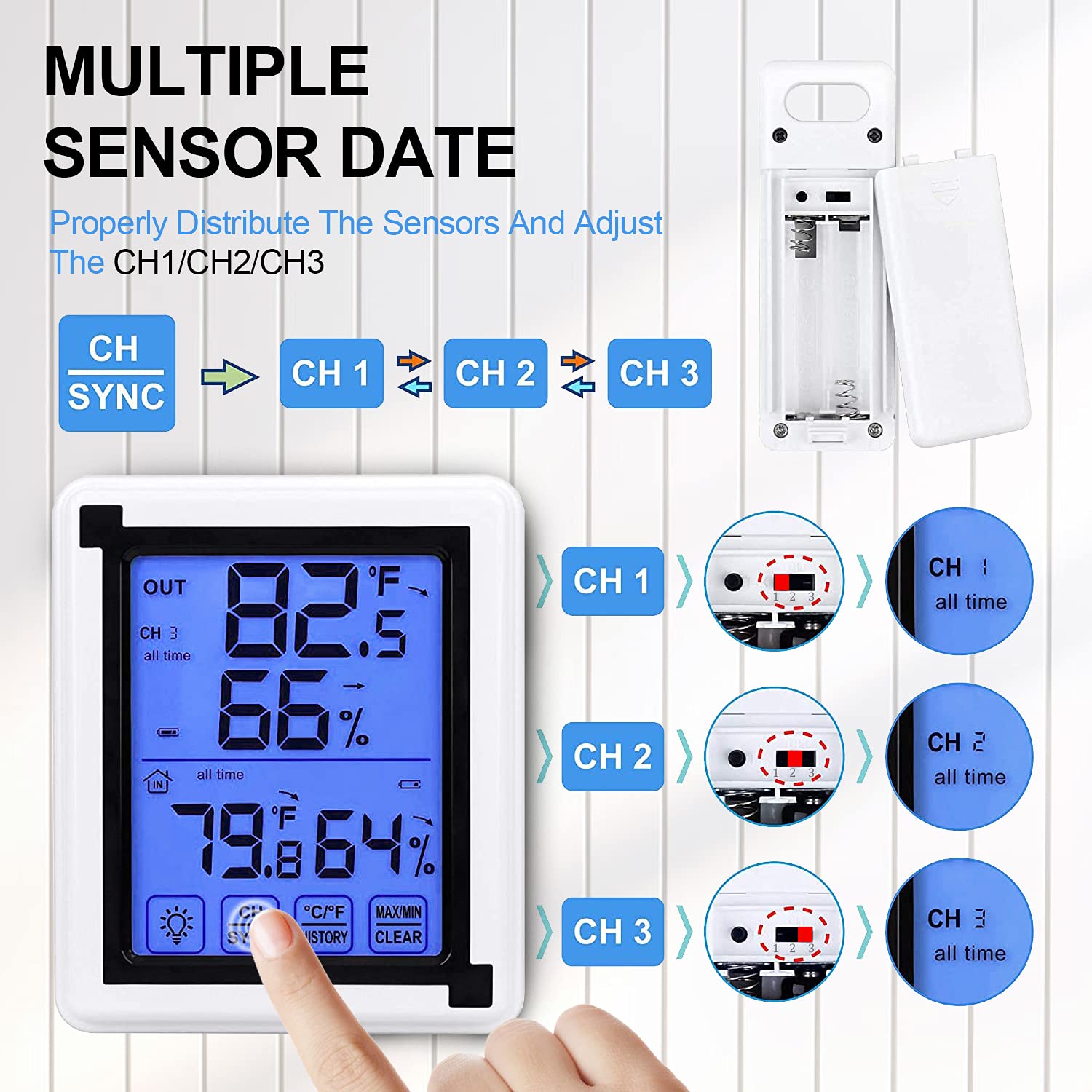 Best Cyber Deals 🔥 AUING Hygrometer Indoor Outdoor Thermometer Wireless Temperature Gauge Meter and ​Humidity Monitor with Touchscreen and Waterproof Outdoor Temperature Monitor,200ft/60m Range
