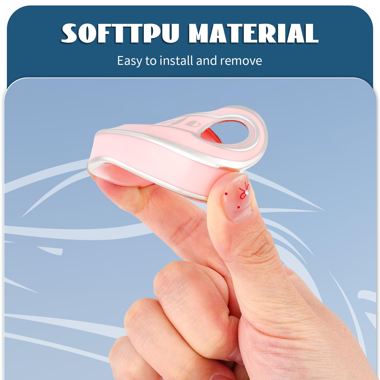 Coque Clé Etui Cles pour Fiat 500 Punto Bravo Panda Lancia Ypslon Abarth Doblo Ducato Idea Linea Ulysse Tipo Voiture Clé à Télécommande Étui avec Porte-clés Couvre Clef Cache Cle,Argent Rose - 3