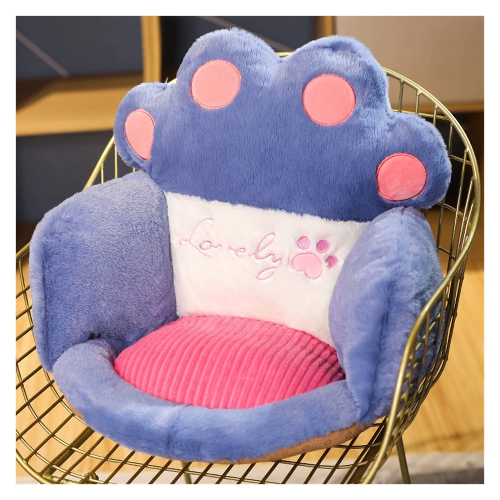 Coussin de chaise avec broderie peluche courte 45 x 45 x 50 cm pour fauteuil de salon