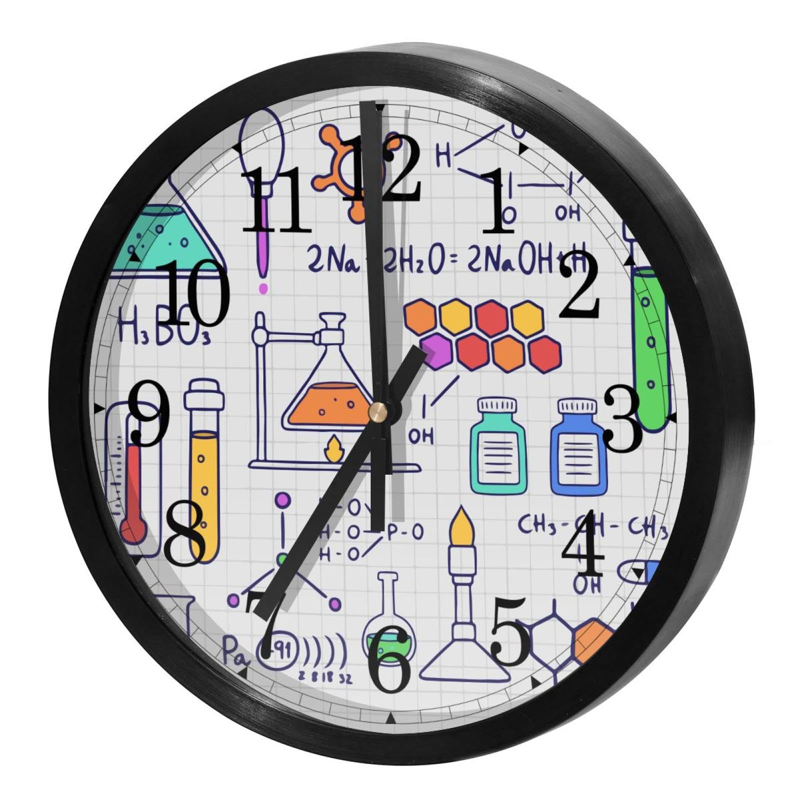 Horloge murale pour école et classe au motif chimie créatif