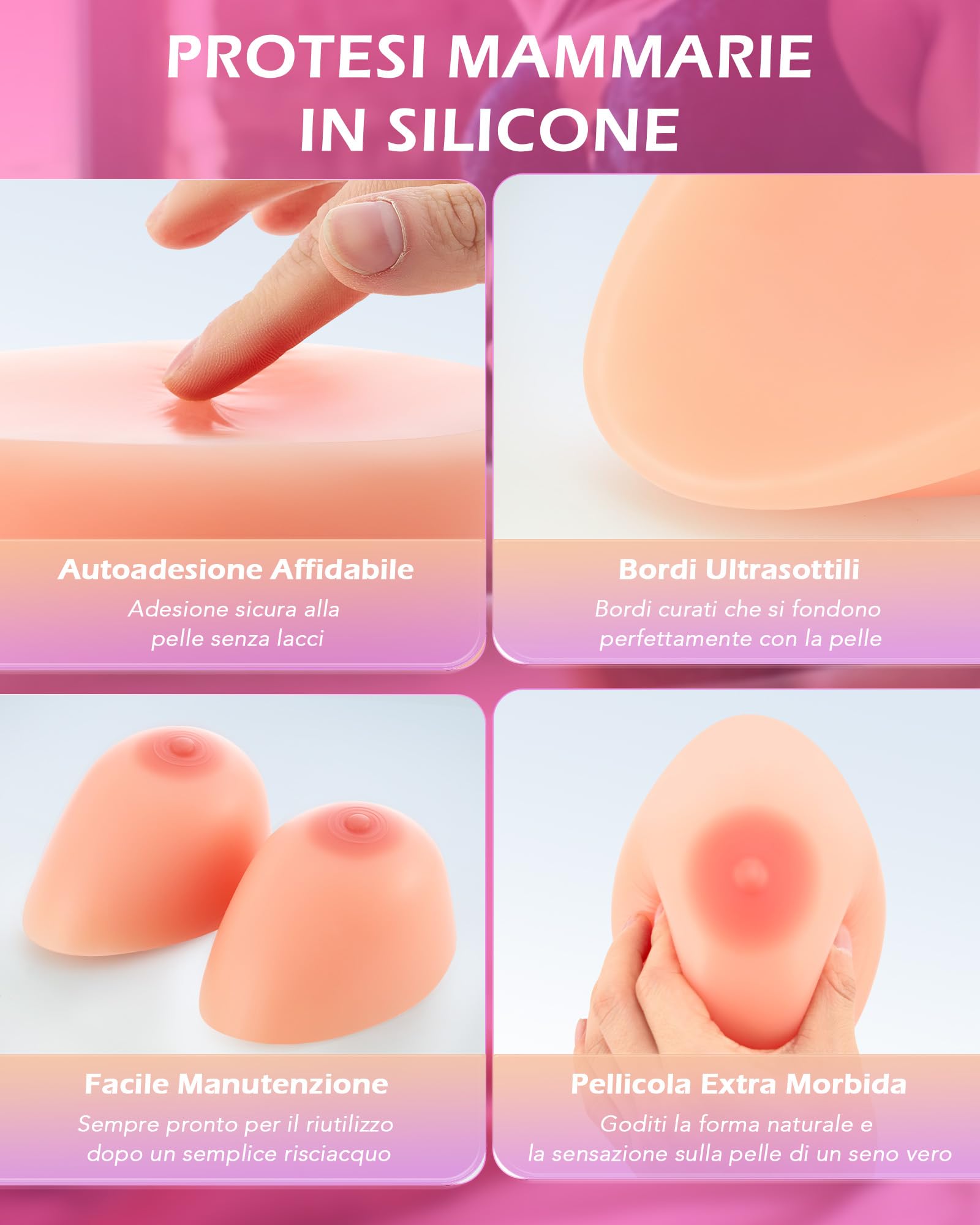 SENSUA Protesi Mammaria Silicone Autoadesiva, Seno Finto in Silicone di Grado Medico, Seno Artificiale Falso per Cosplayer, Mastectomia, Travestiti, Drag Queen, Fashionista (Coppa B 600g, Nudo)