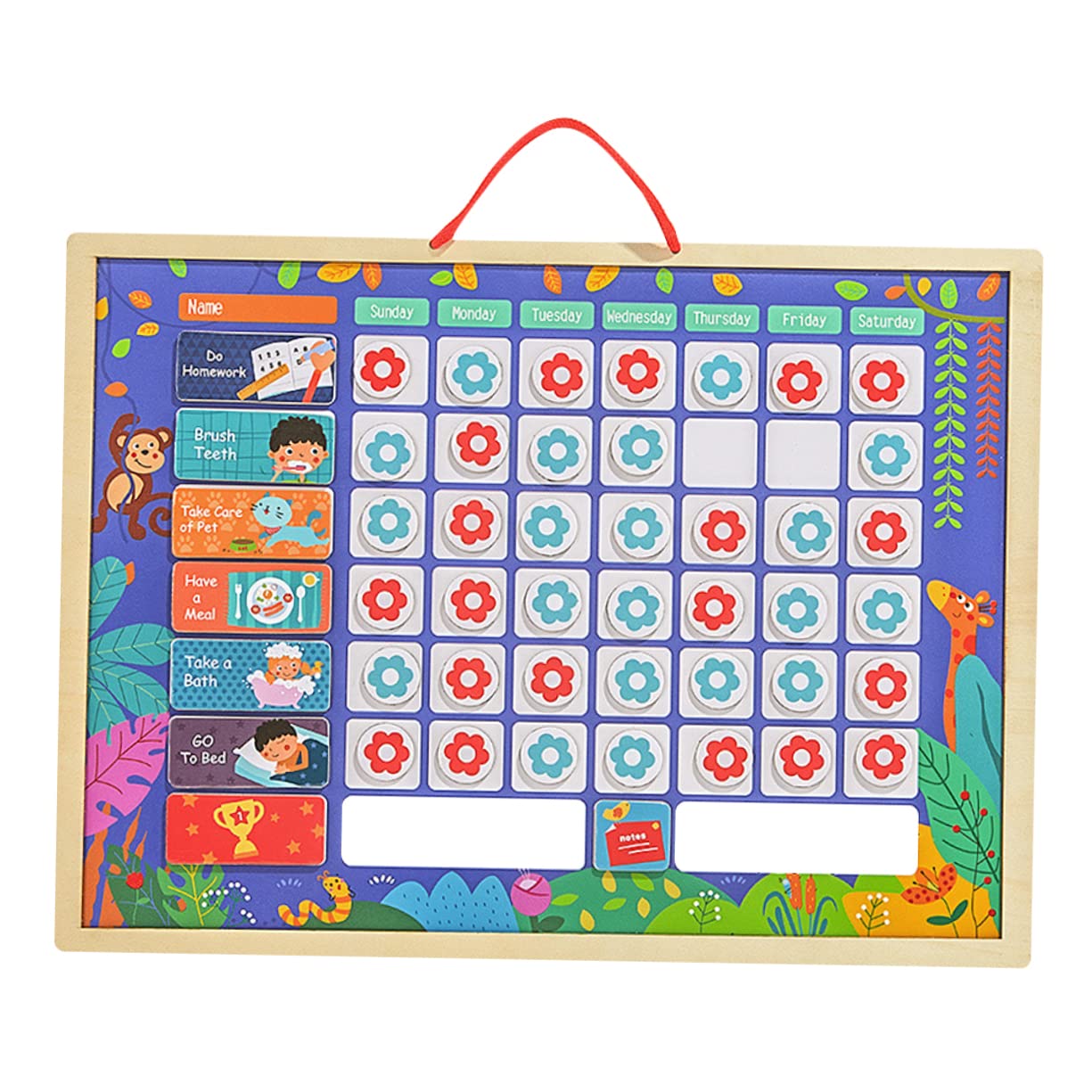 Gogogmee Tabla de Recompensas Infantil Estándar de Madera para Hábitos | Registro de Crecimiento, Tablero Colgante, Desarrolla Buenos Hábitos y Apoya la Autodisciplina